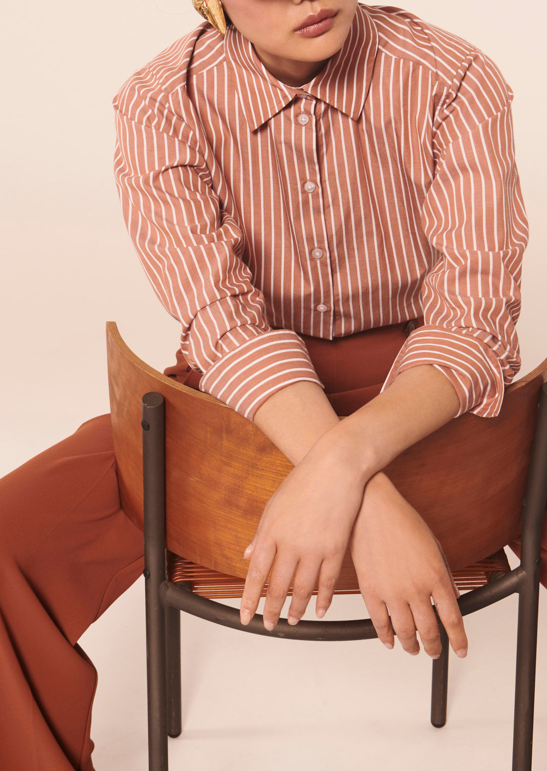 Chemise Carrie rose en popeline à rayures Faume - seconde main