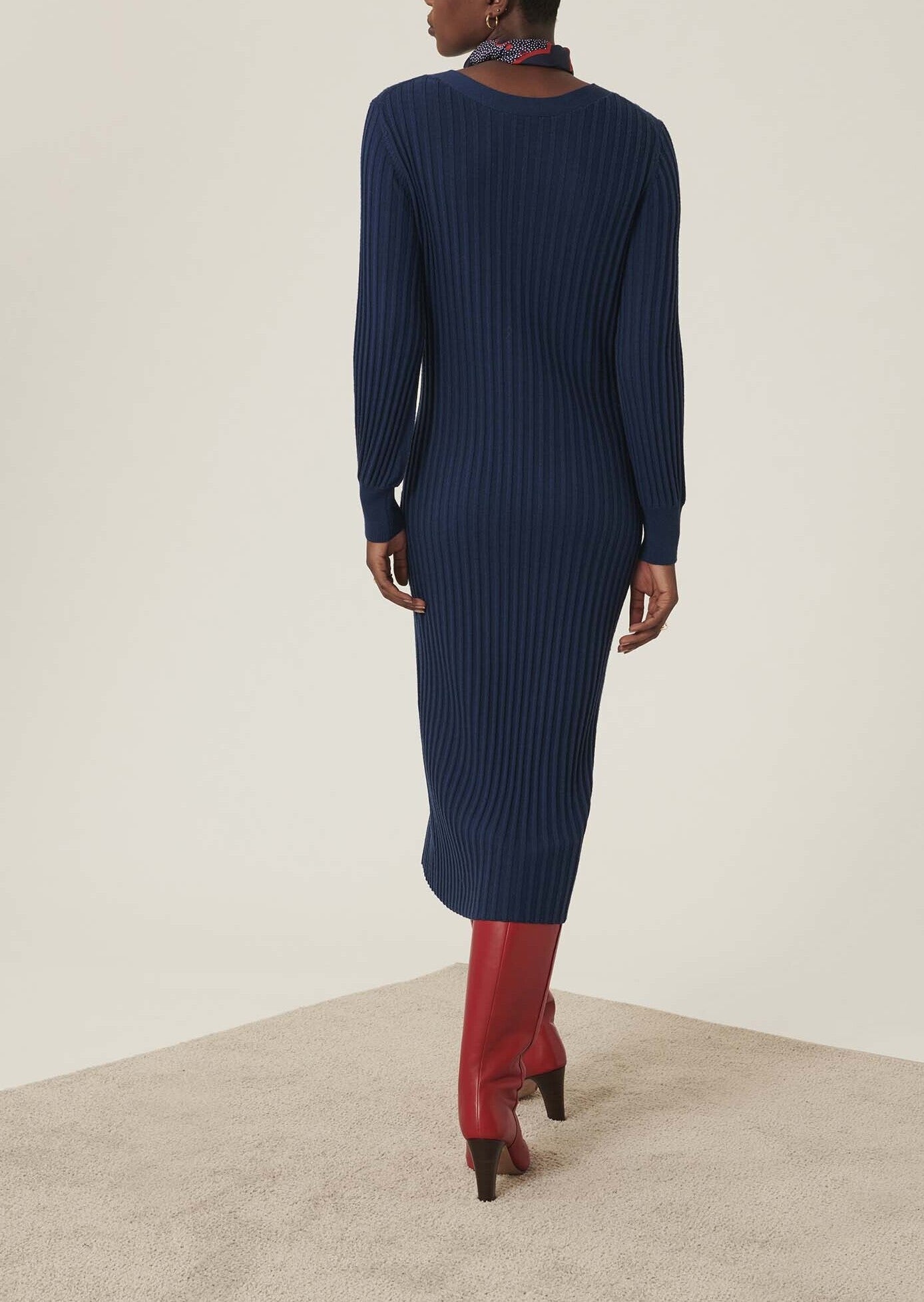 Robe Rydel bleu indigo en merinos extrafin Faume - seconde main