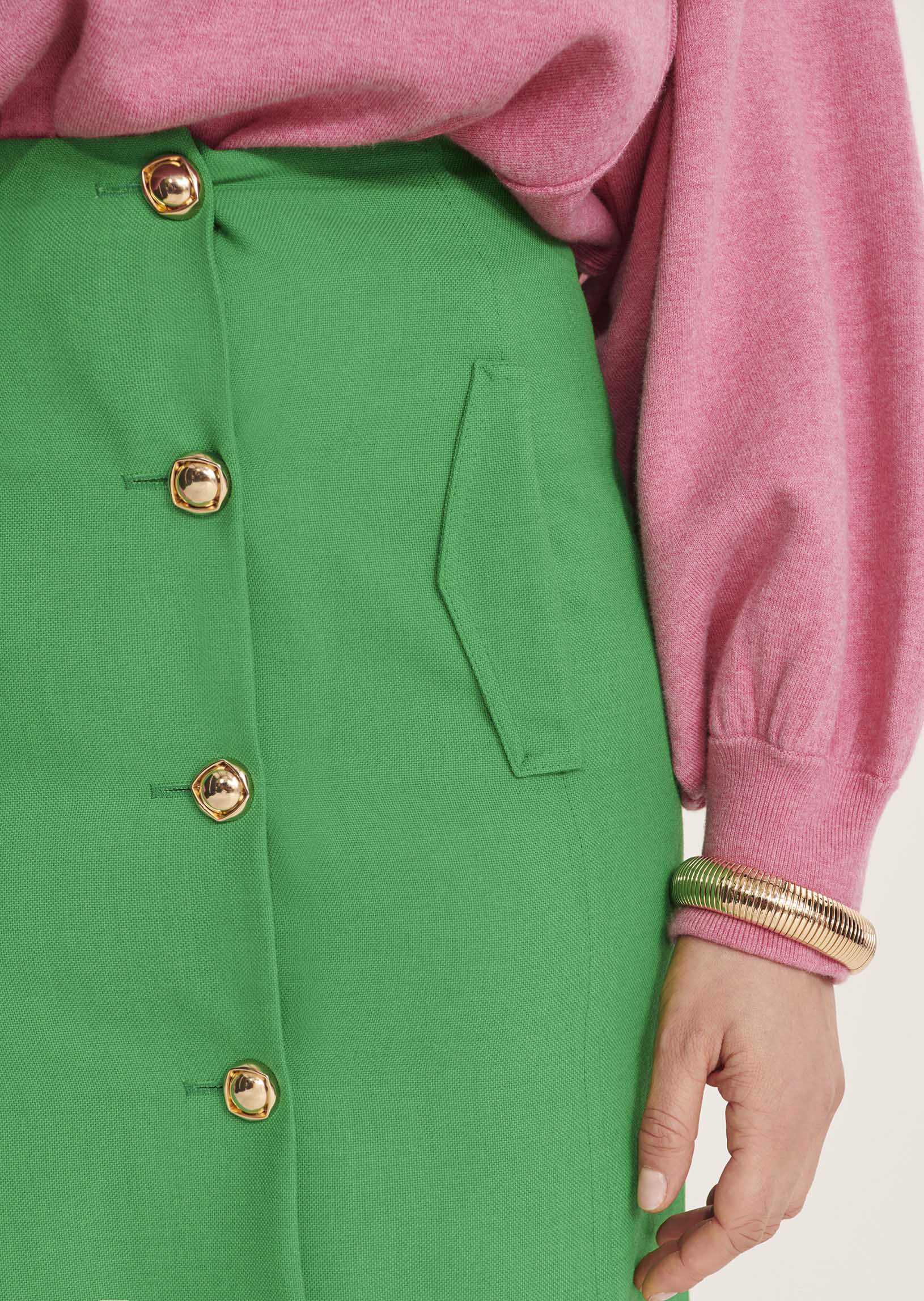 Jupe Jacoba verte en toile tailleur Faume - seconde main