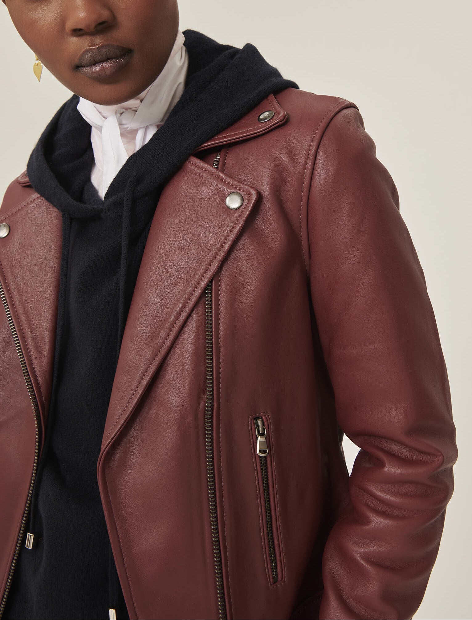 Veste Valensina bordeaux en cuir Faume - seconde main