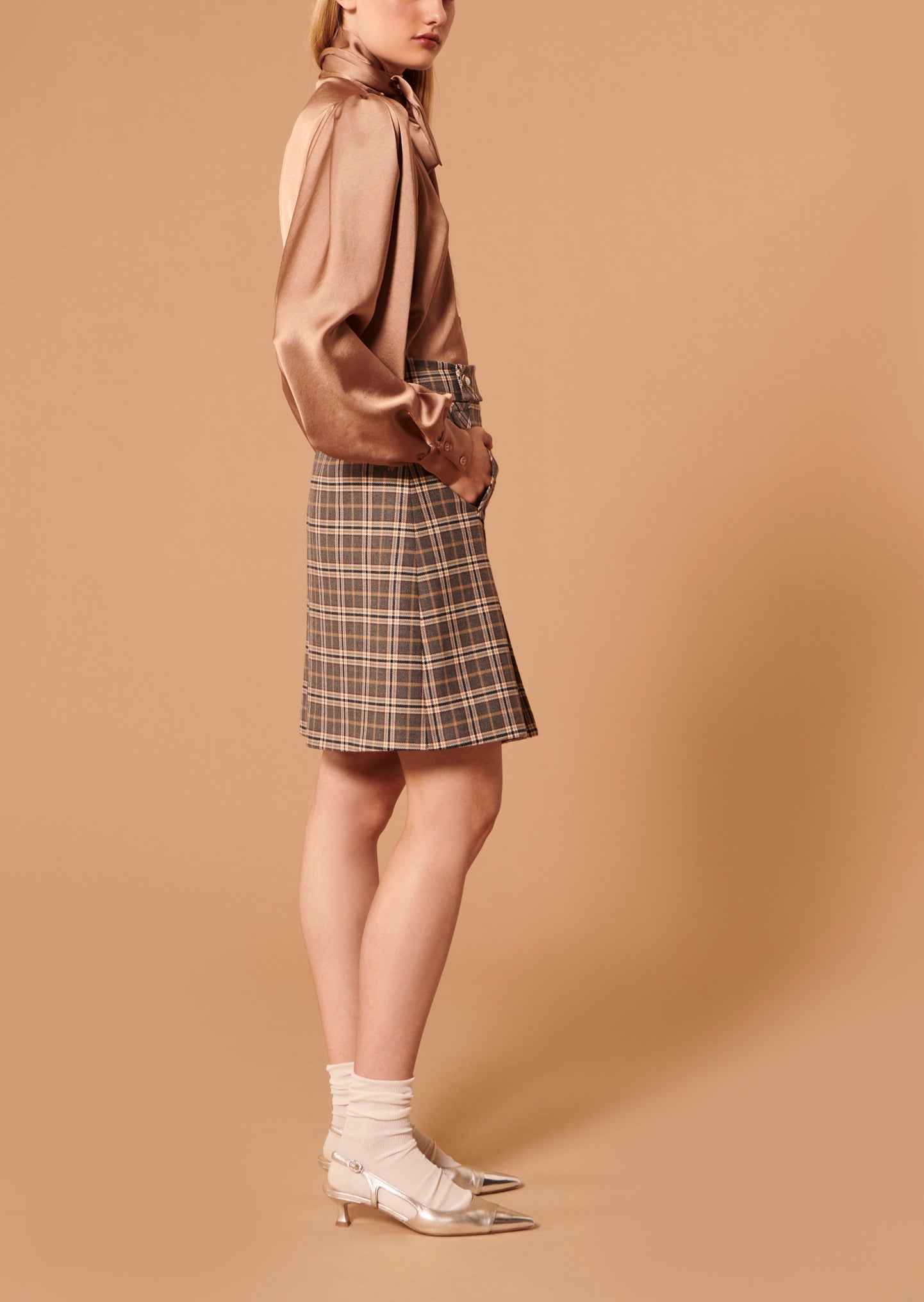 Jupe Jimmy grise en tartan Faume - seconde main