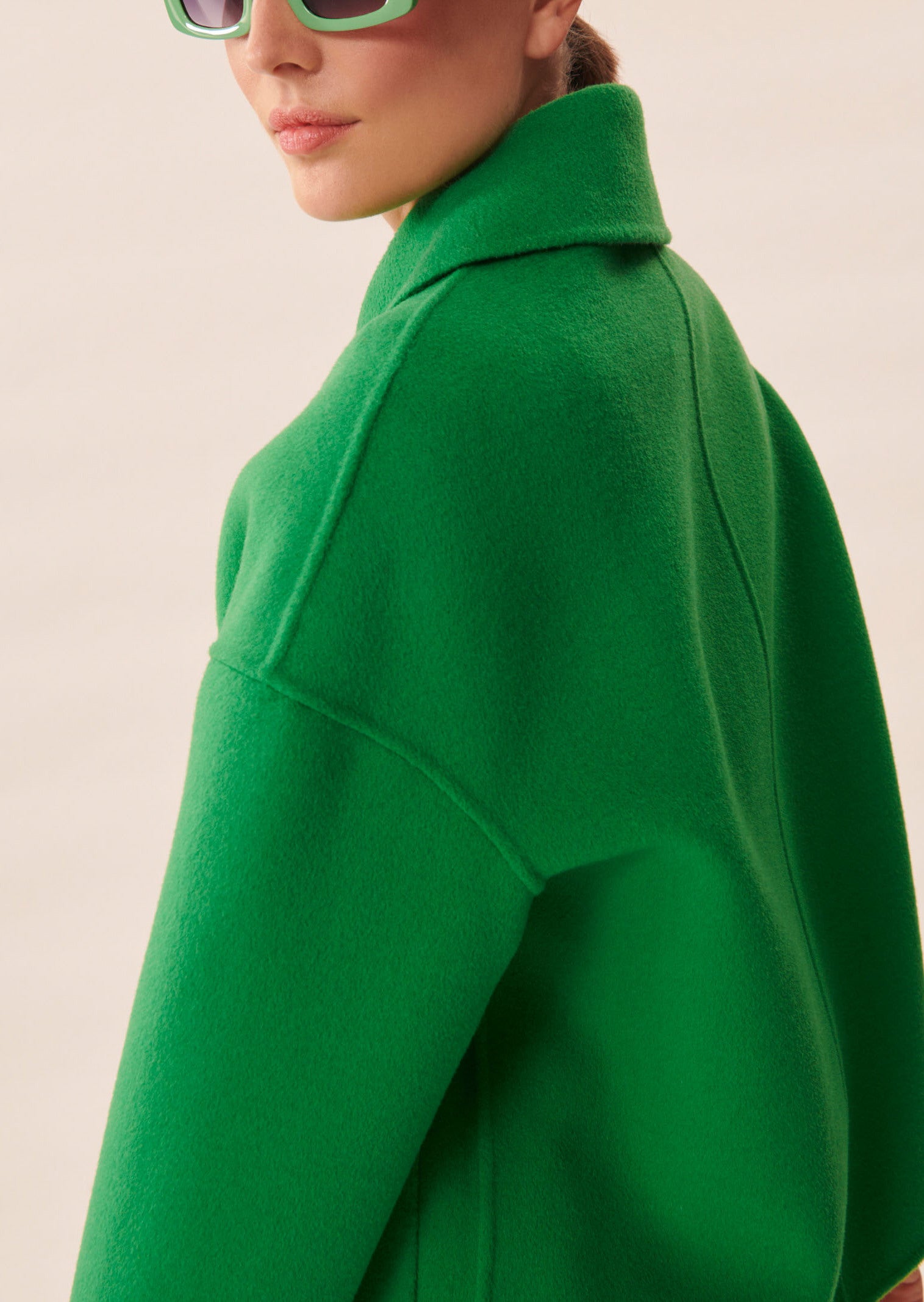 Manteau Madrid vert émeraude en laine double face Faume - seconde main