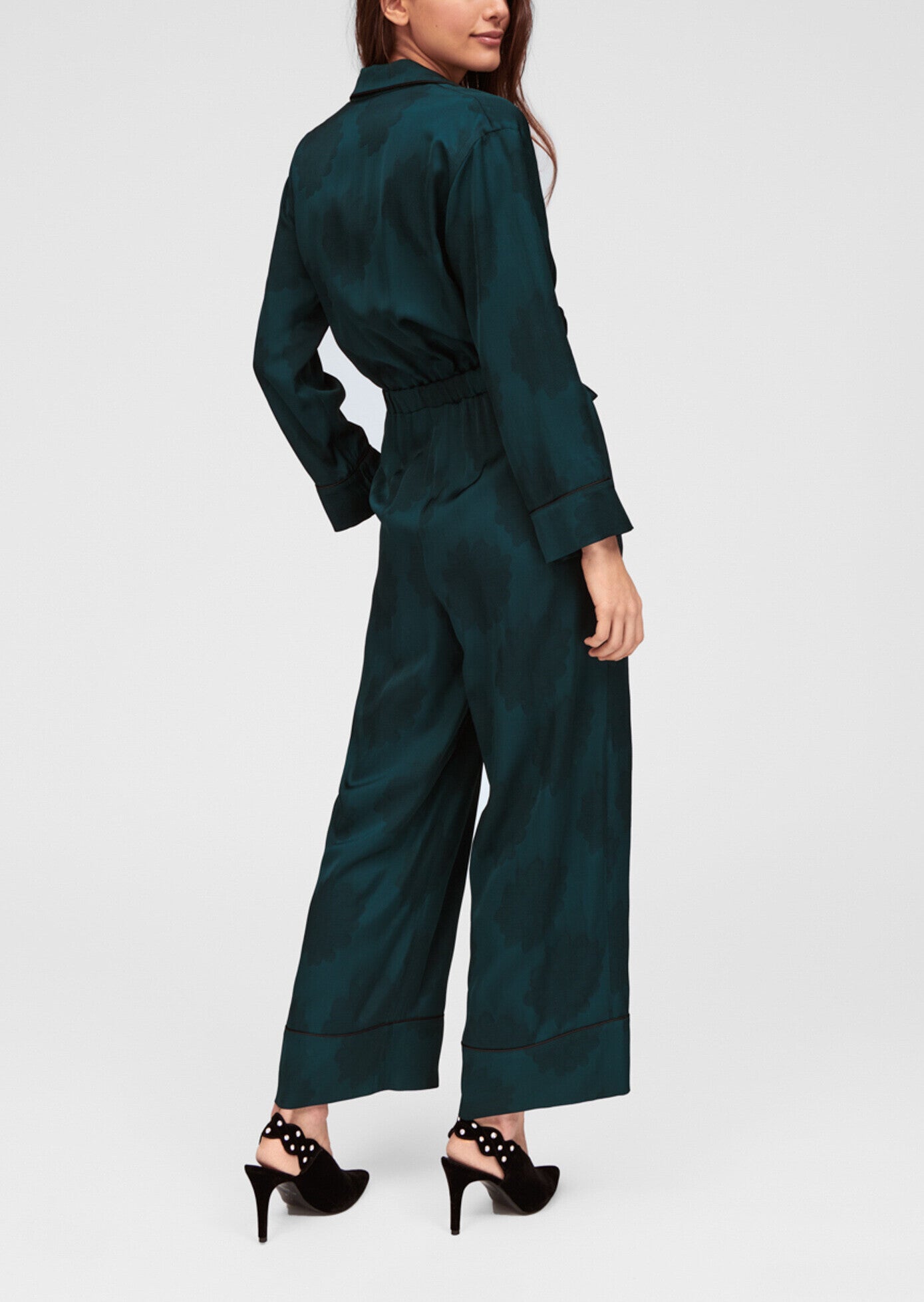 Combi-pantalon vert jade en jacquard floral Faume - seconde main