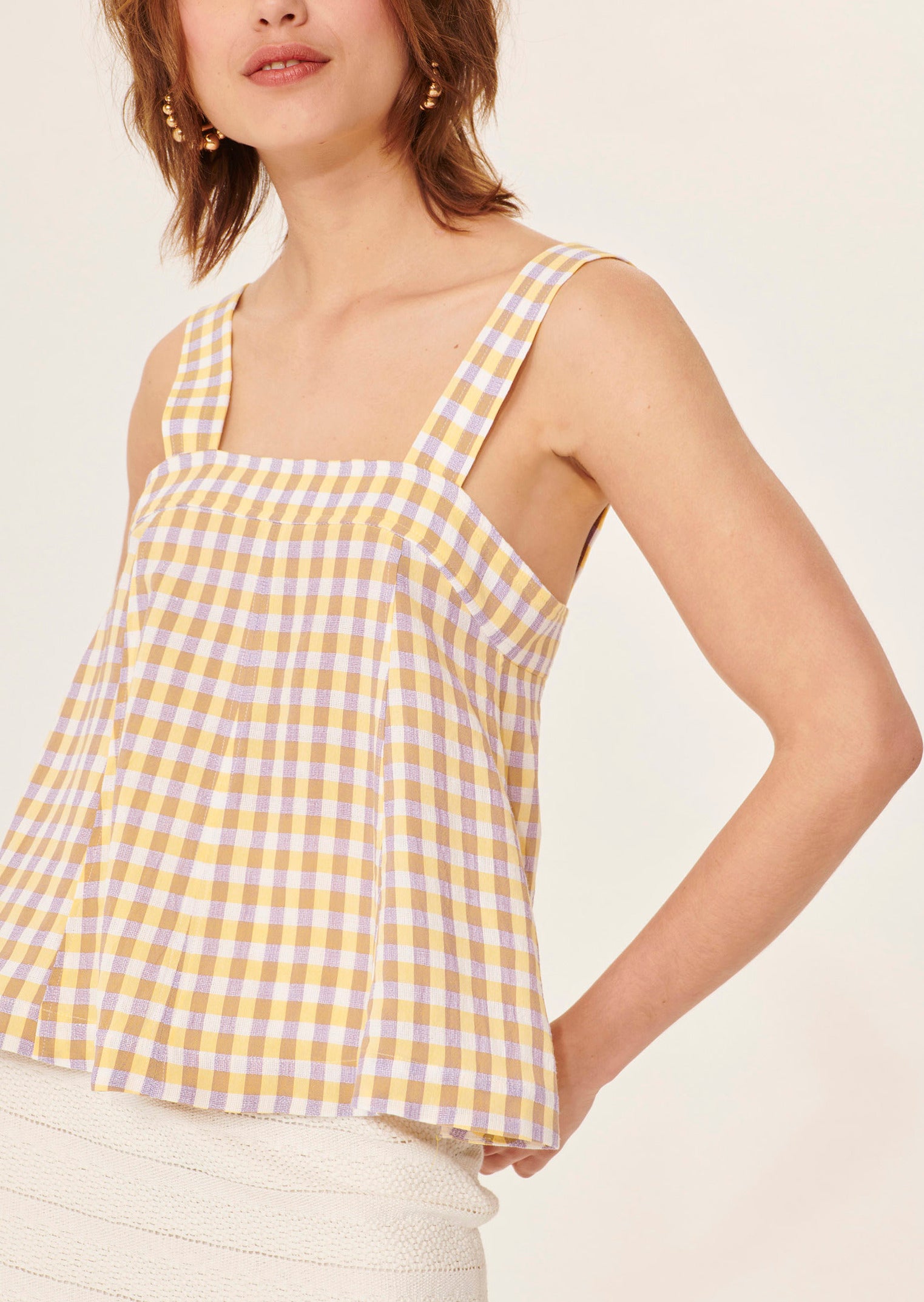 Top Tacci violet en vichy Faume - seconde main