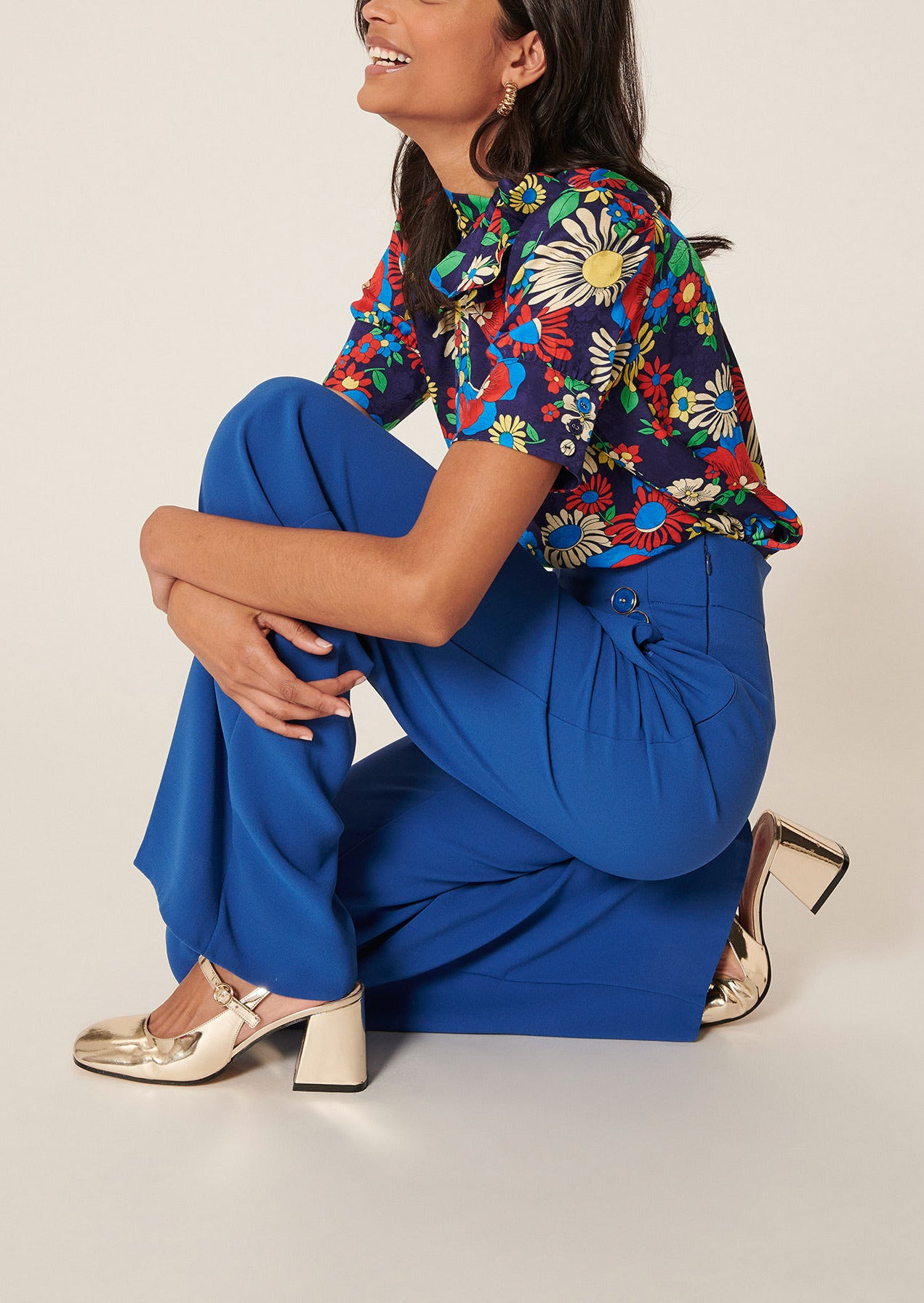 Top Tonia bleu imprimé fleurs Faume - seconde main