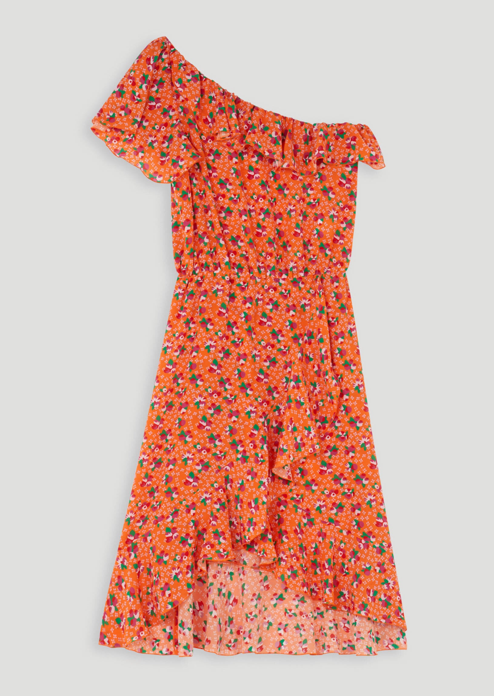 Robe clémentine asymétrique en soie Faume - seconde main