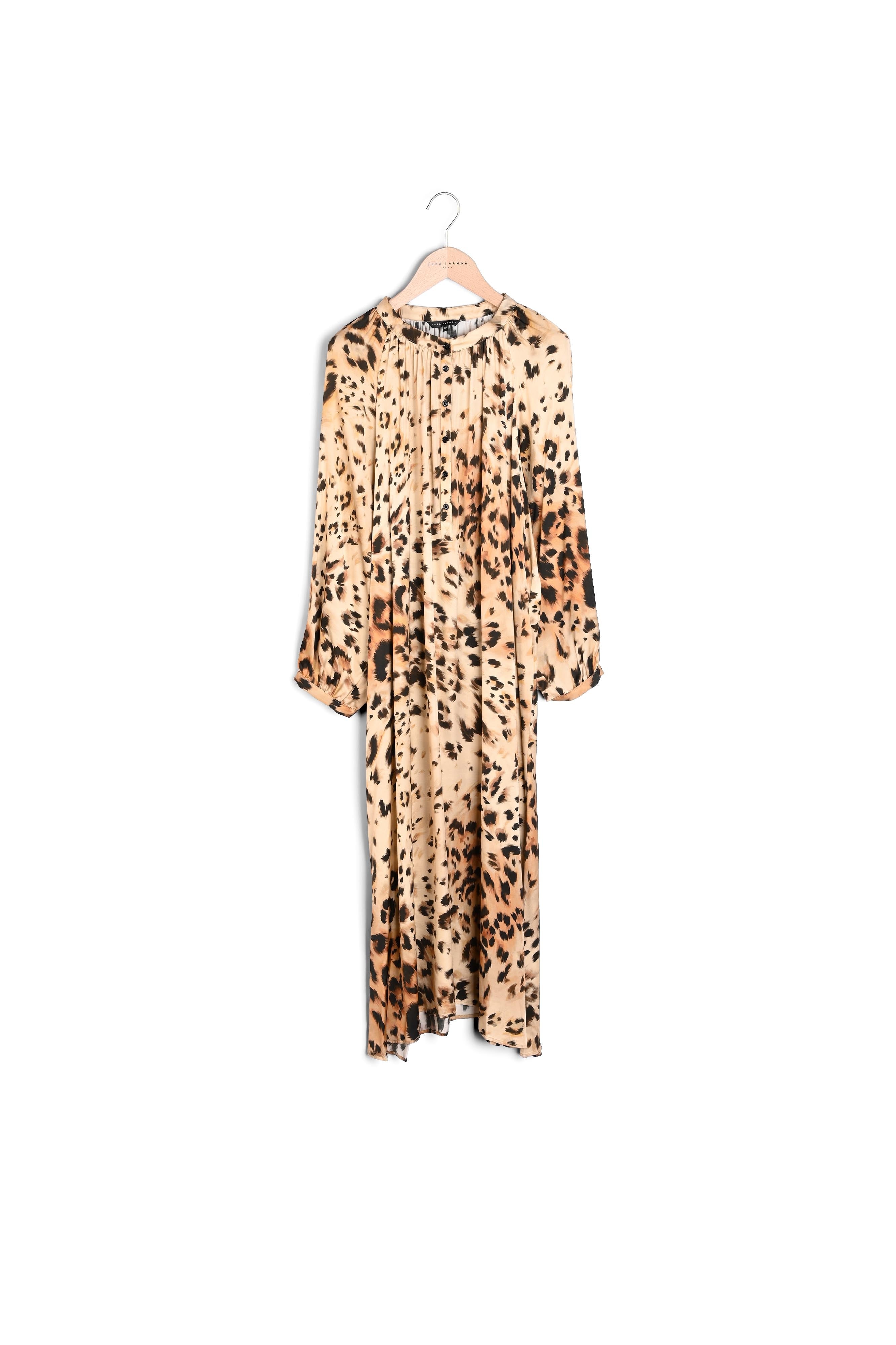 Robe midi Rauri imprimé léopard sur satin viscose Faume - seconde main