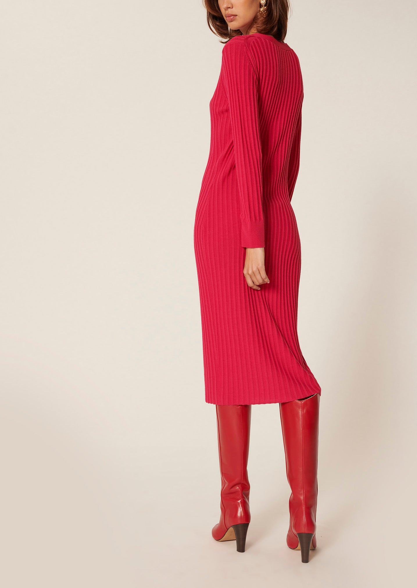 Robe Rydel rose en laine merinos Faume - seconde main