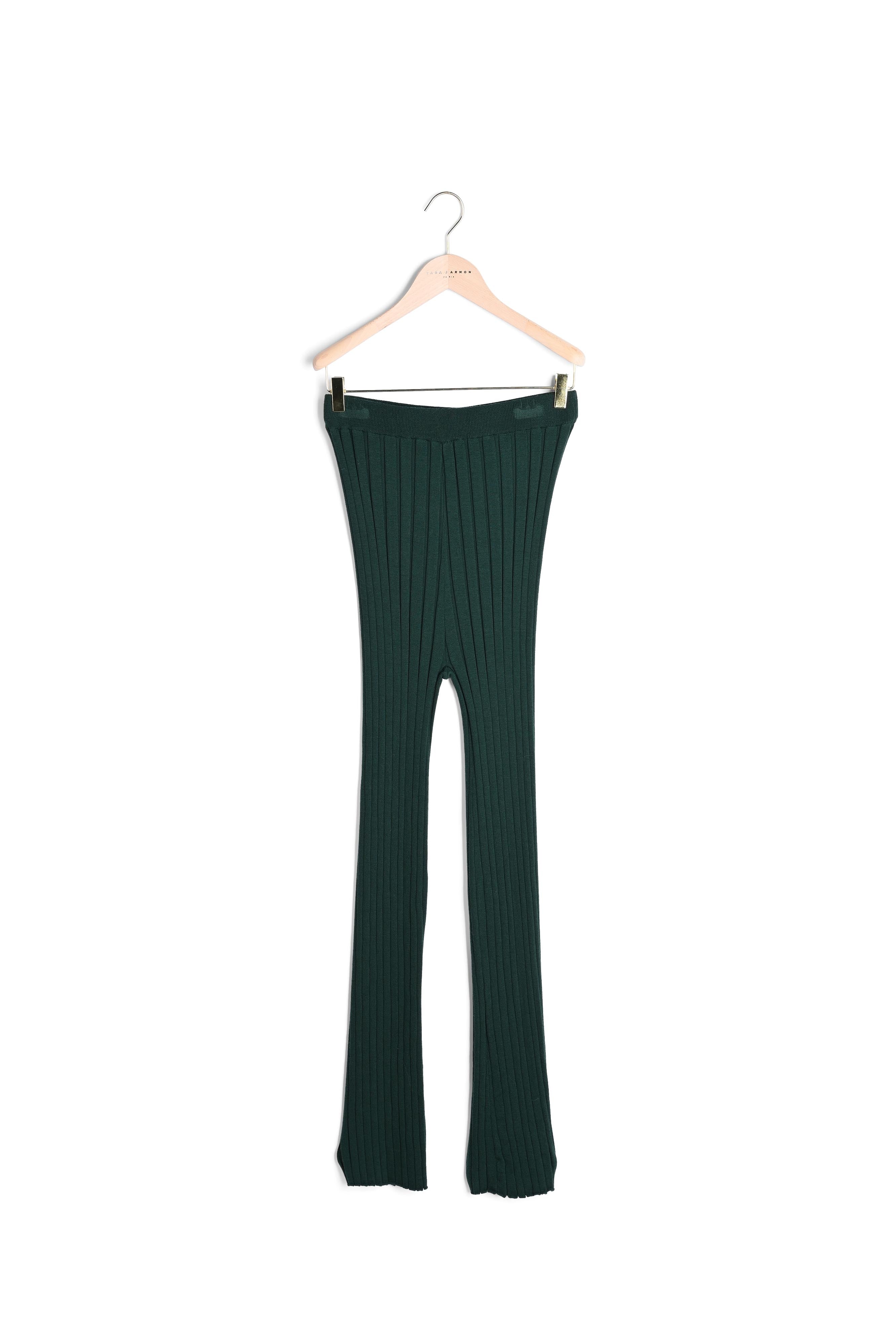 Pantalon Pannacotta vert en laine merinos Faume - seconde main