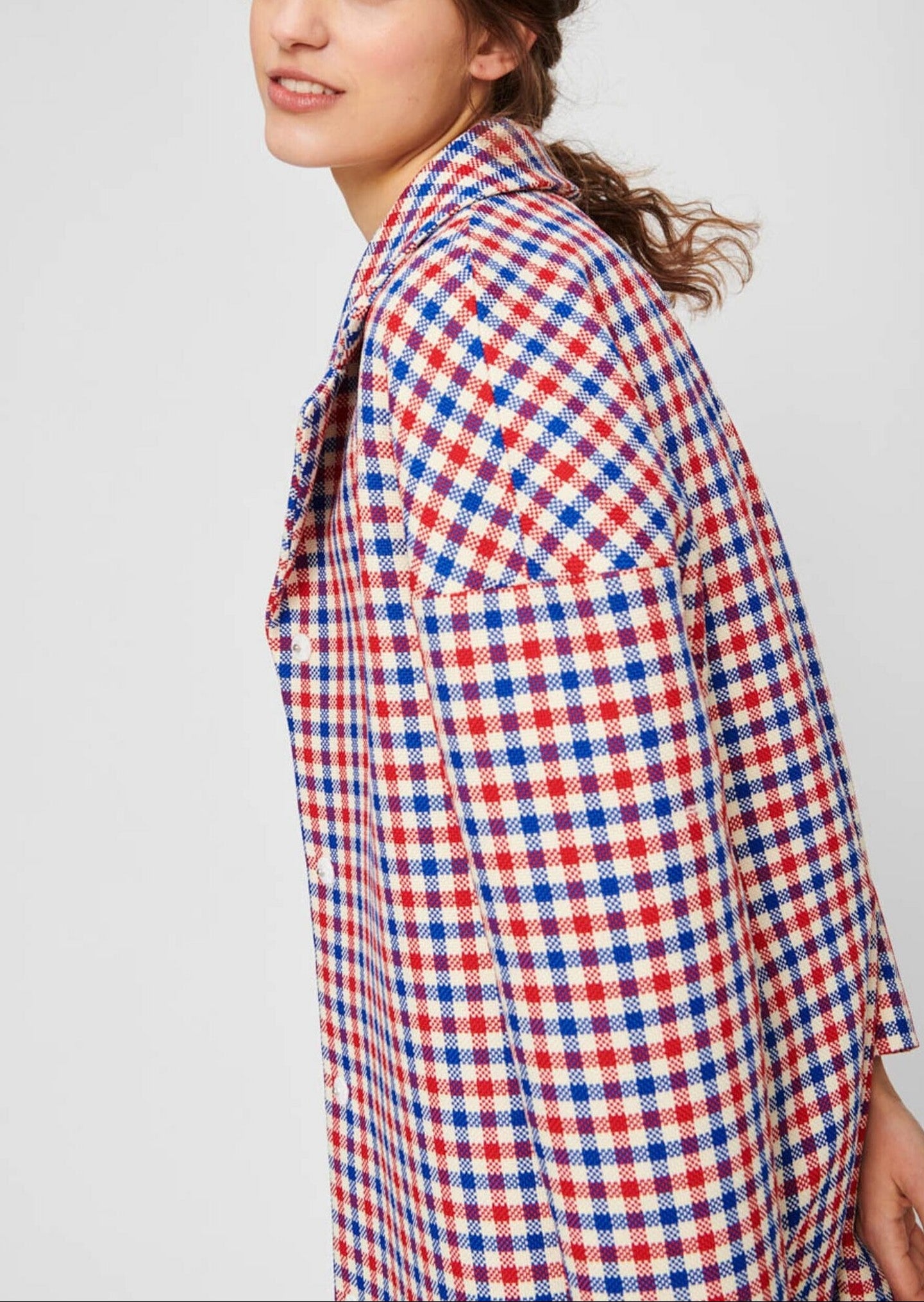 Manteau à carreaux rouges et bleus Faume - seconde main