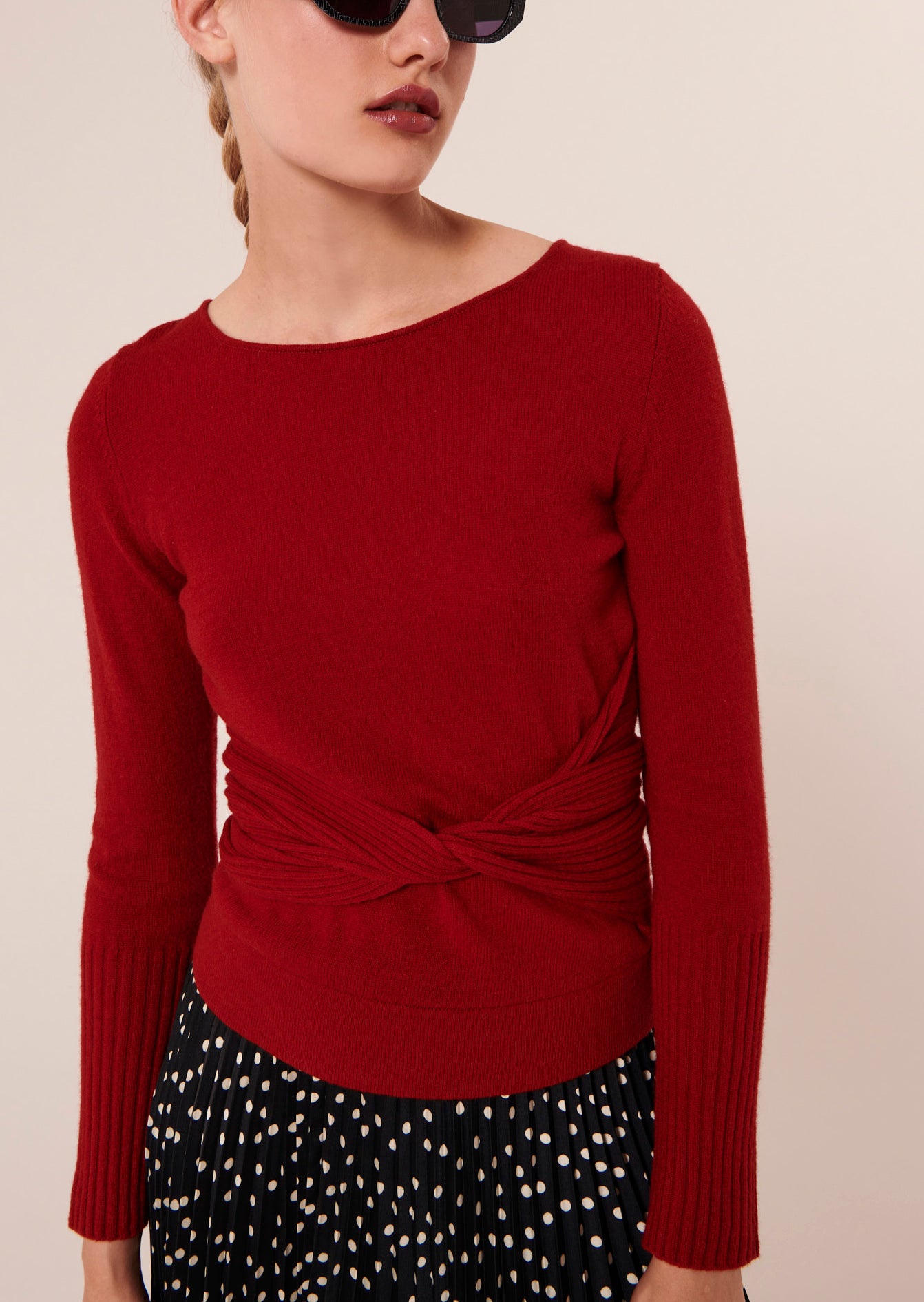 Pull Polydore rouge en laine mérinos Faume - seconde main