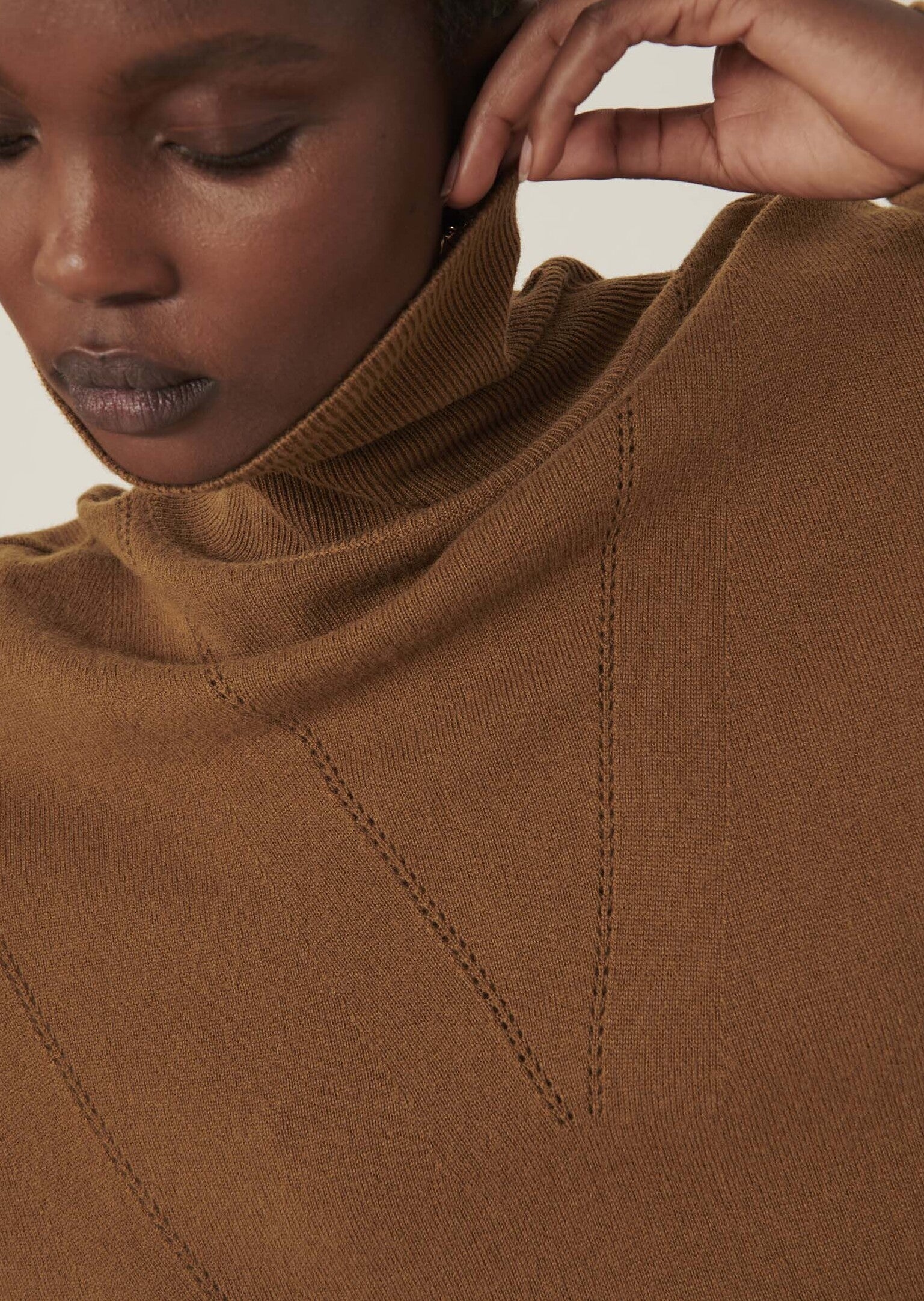 Robe pull Rybbi bronze en merinos et cachemire Faume - seconde main