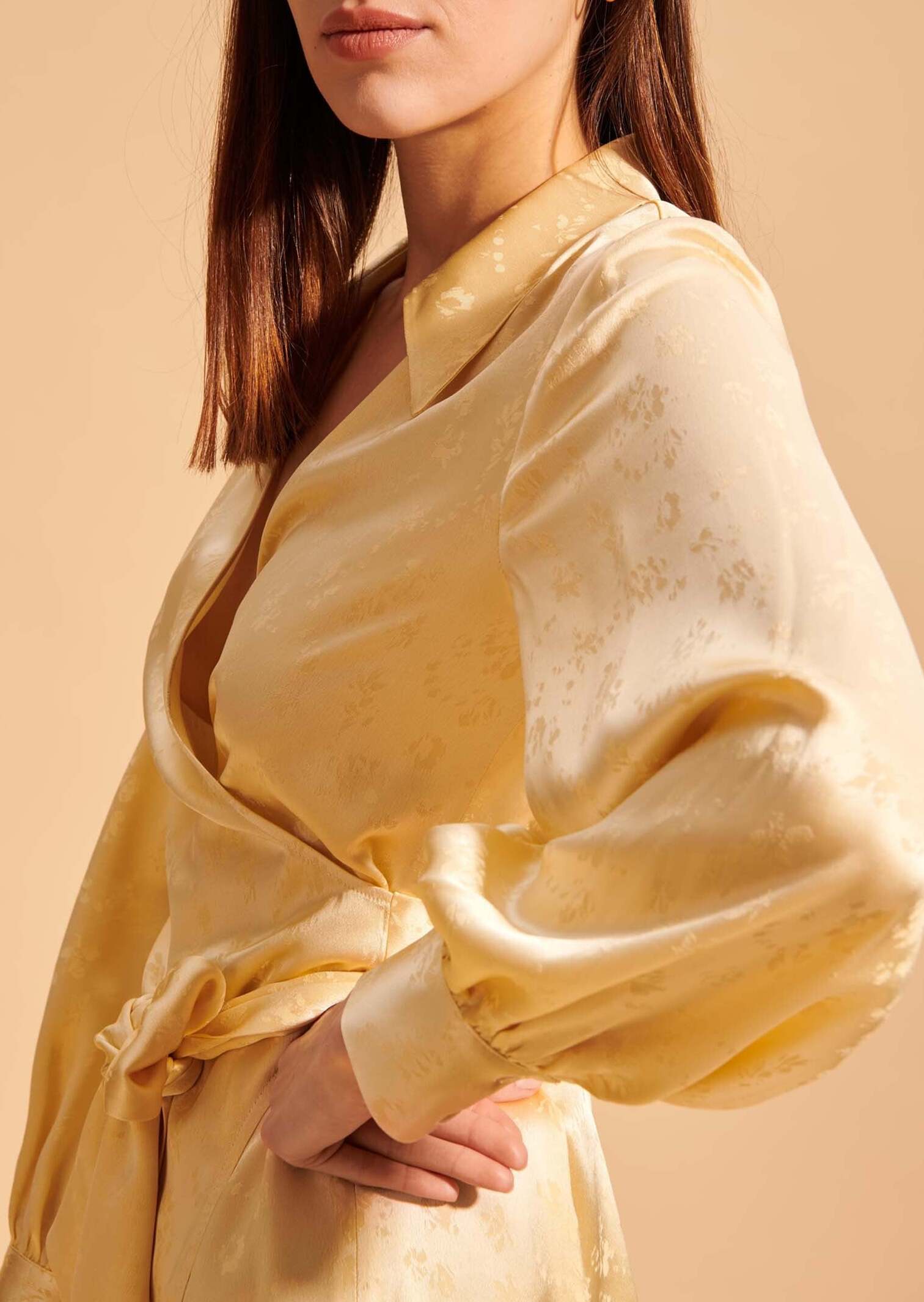 Robe Roselita en jacquard fleuri vanille Faume - seconde main