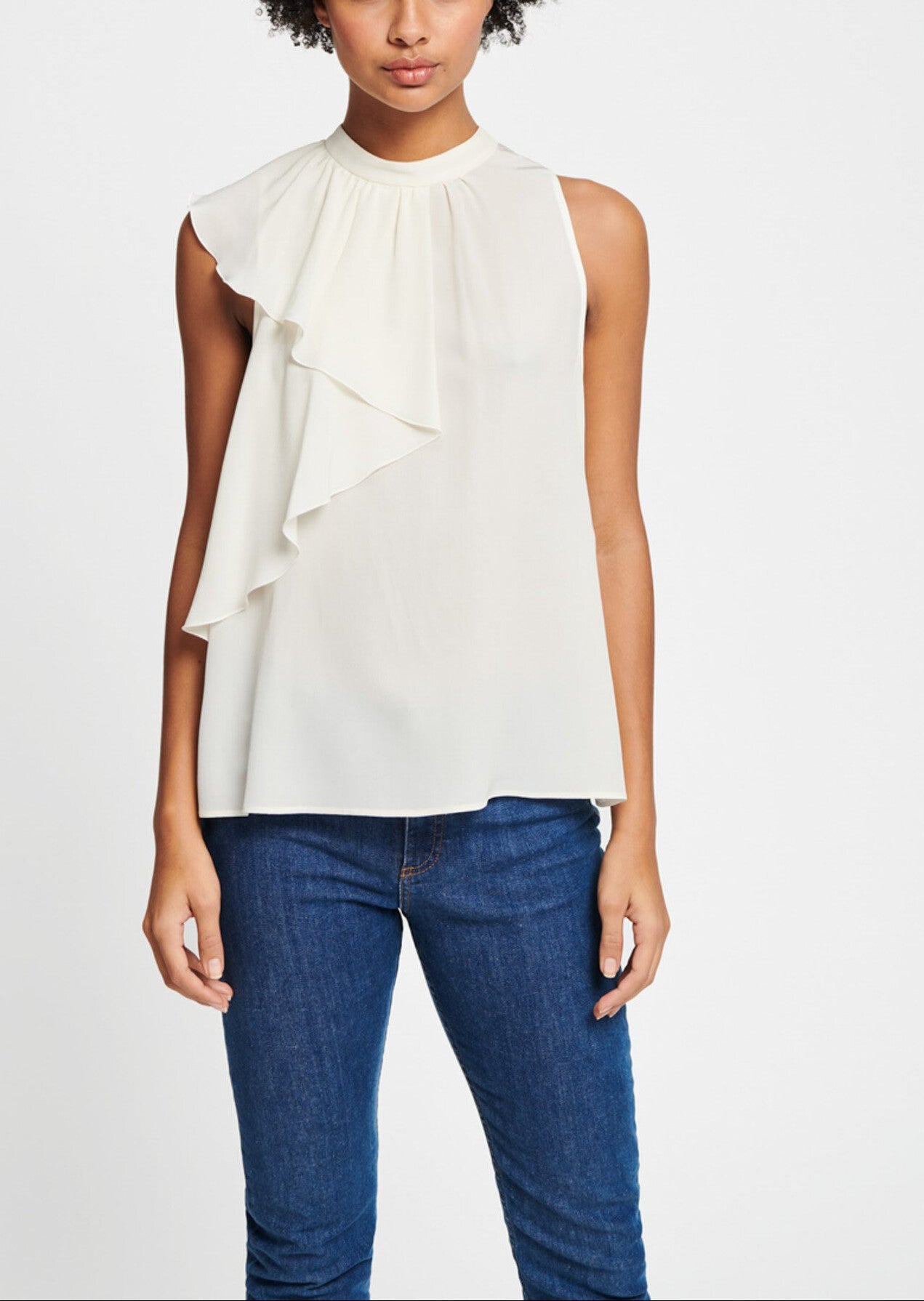 Top sans manches écru en crêpe de soie Faume - seconde main