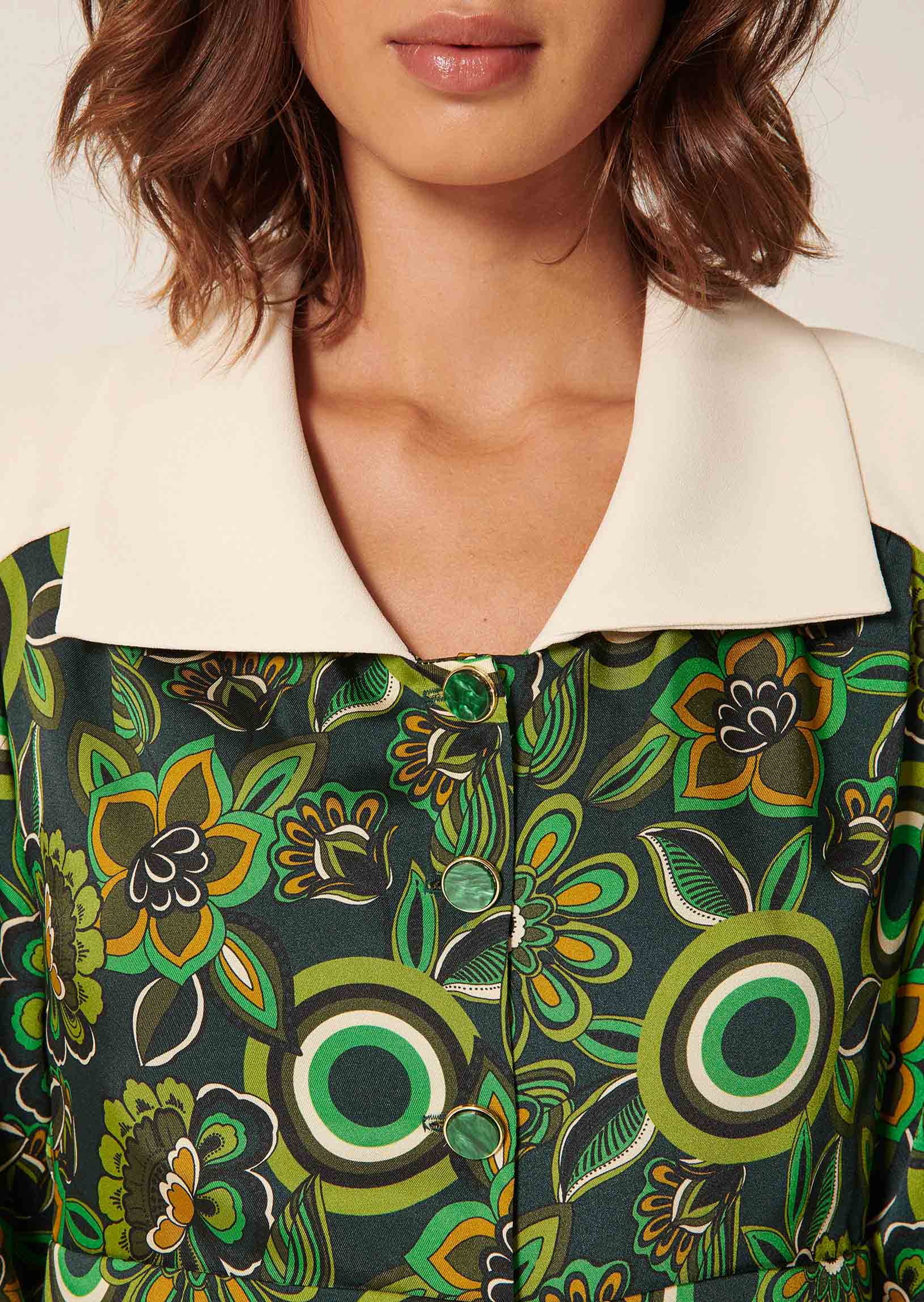 Robe Ruslana kaki imprimé fleurs Faume - seconde main