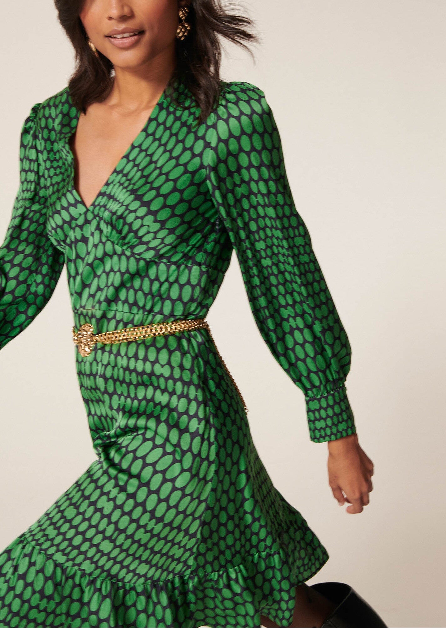 Robe Rain verte imprimé pois Faume - seconde main