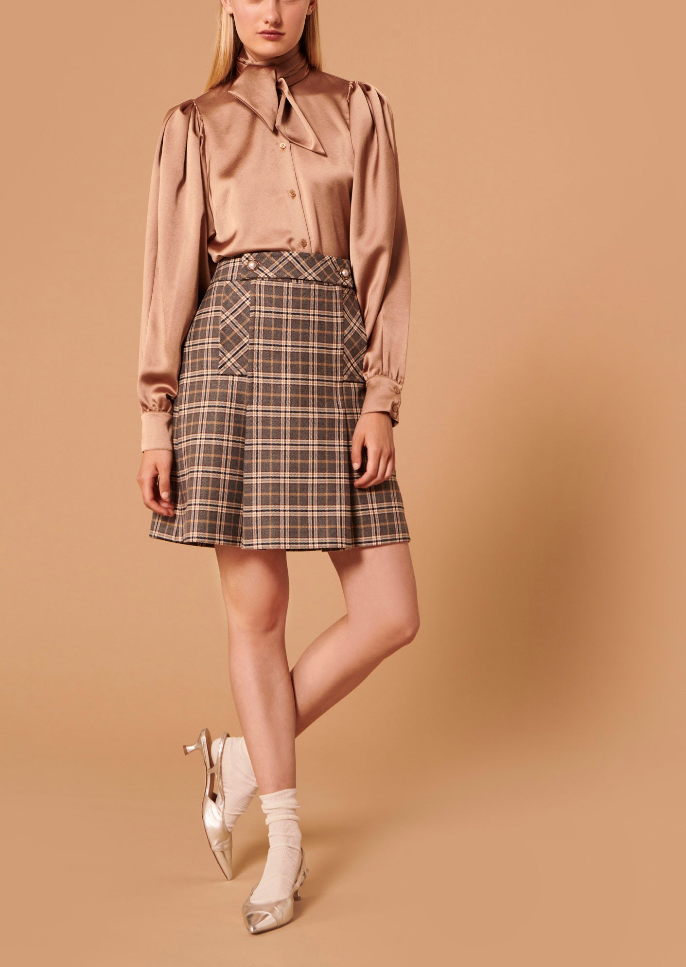 Jupe Jimmy grise en tartan Faume - seconde main