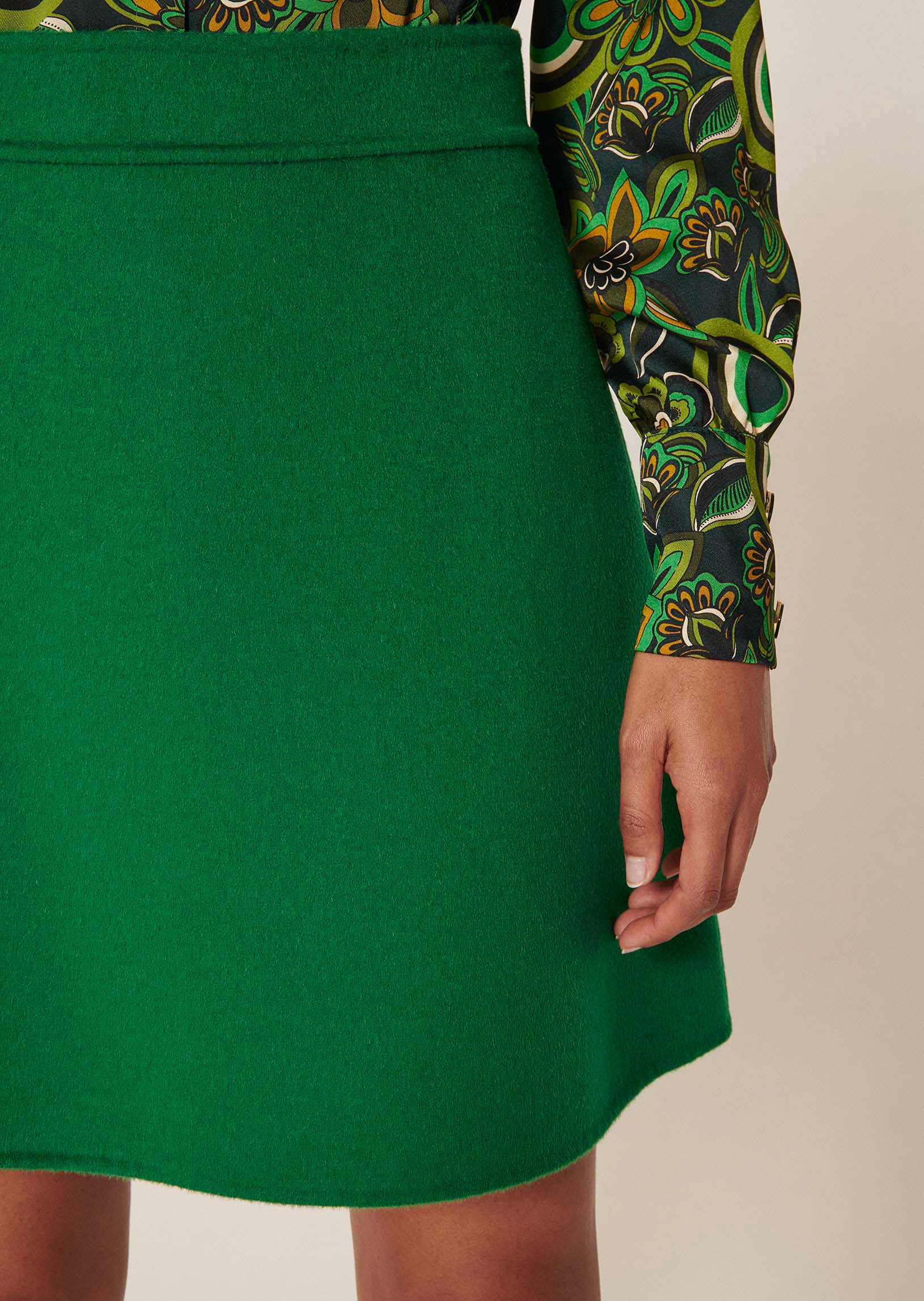 Jupe Jaina verte en laine double face Faume - seconde main