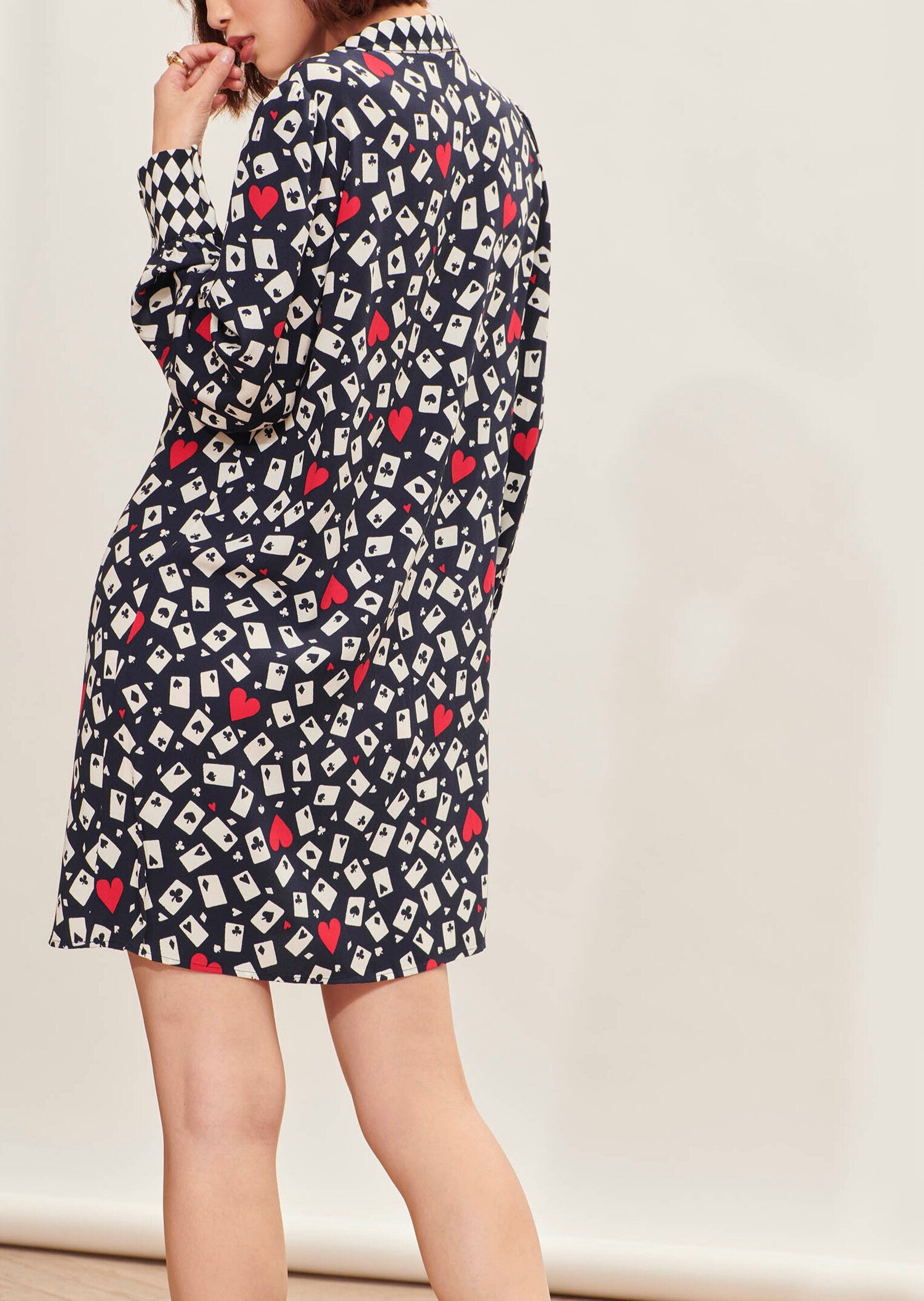 Robe chemise Rawane bleu nuit imprimé en crêpe Faume - seconde main