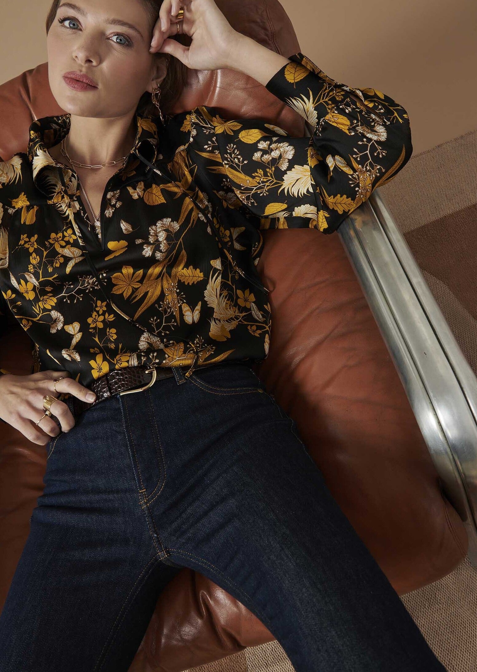 Blouse Tierra noire imprimé papillon de nuit Faume - seconde main