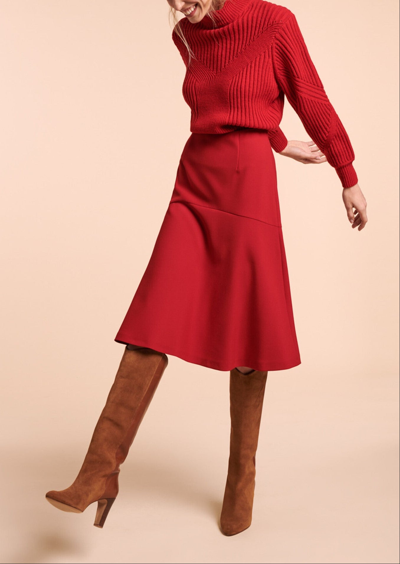 Jupe Julianne rouge en toile double Faume - seconde main