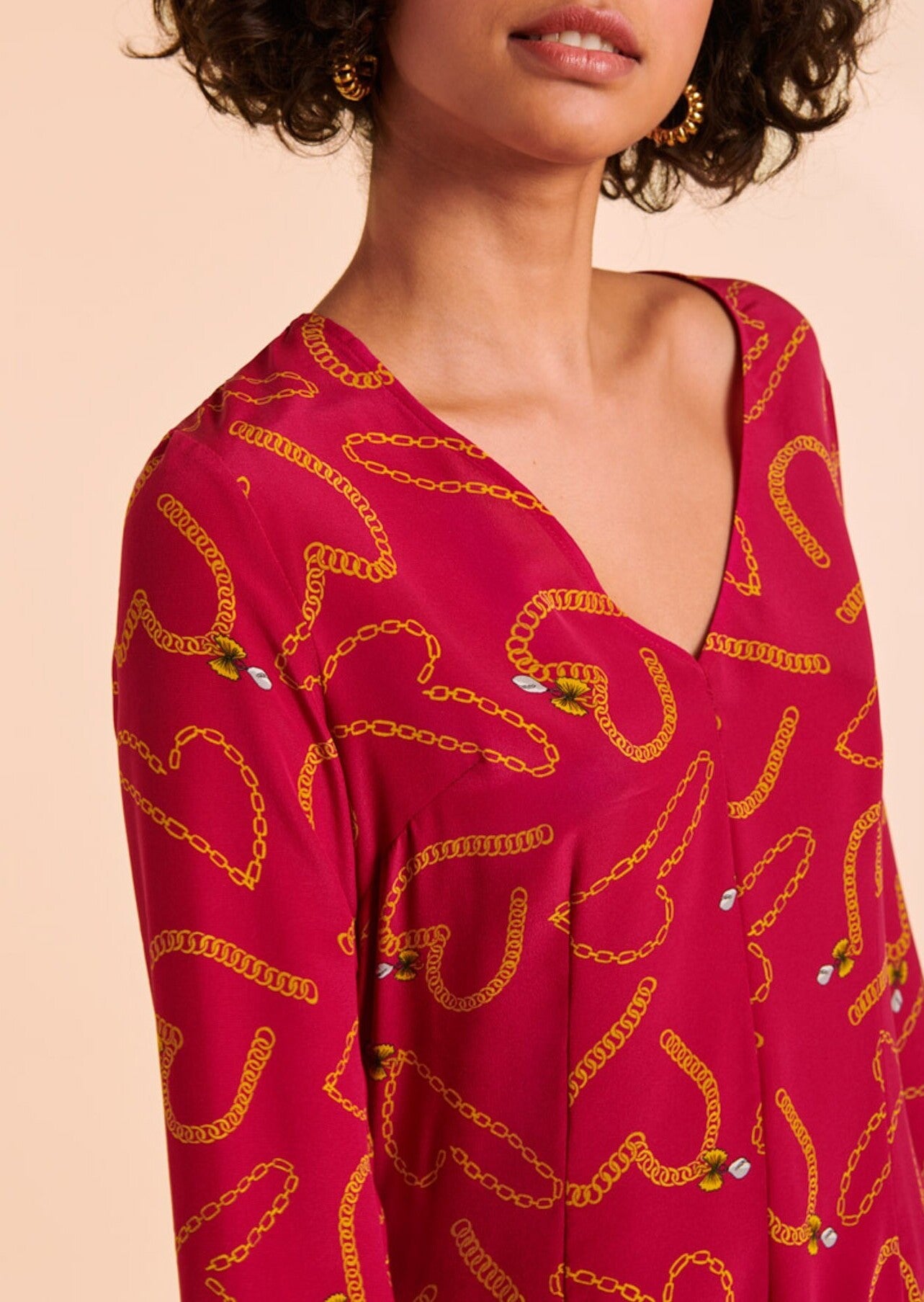 Robe Romanie en soie imprimé chaînes et coeurs Faume - seconde main