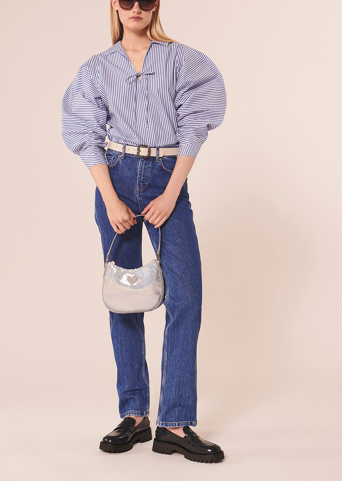 Top Toi bleu en popeline à rayures Faume - seconde main