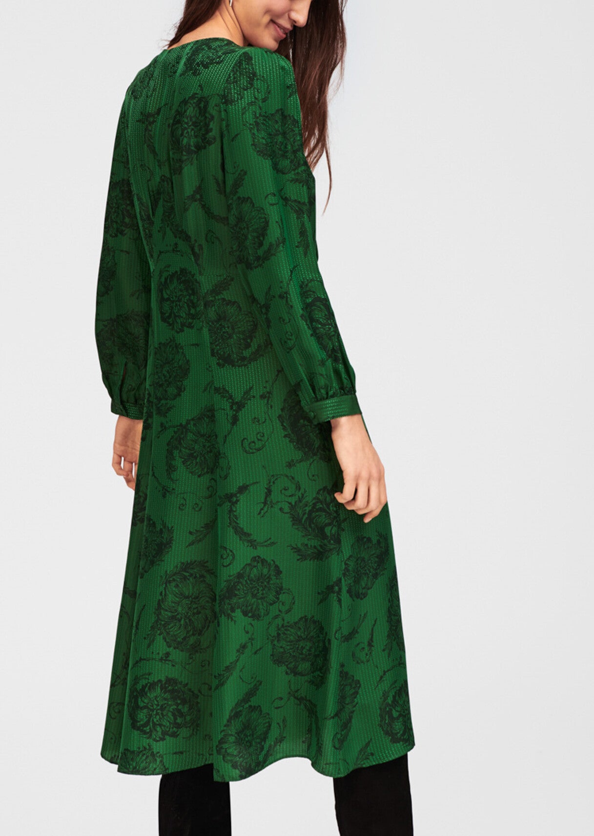 Robe mi-longue verte imprimé fleuri Faume - seconde main