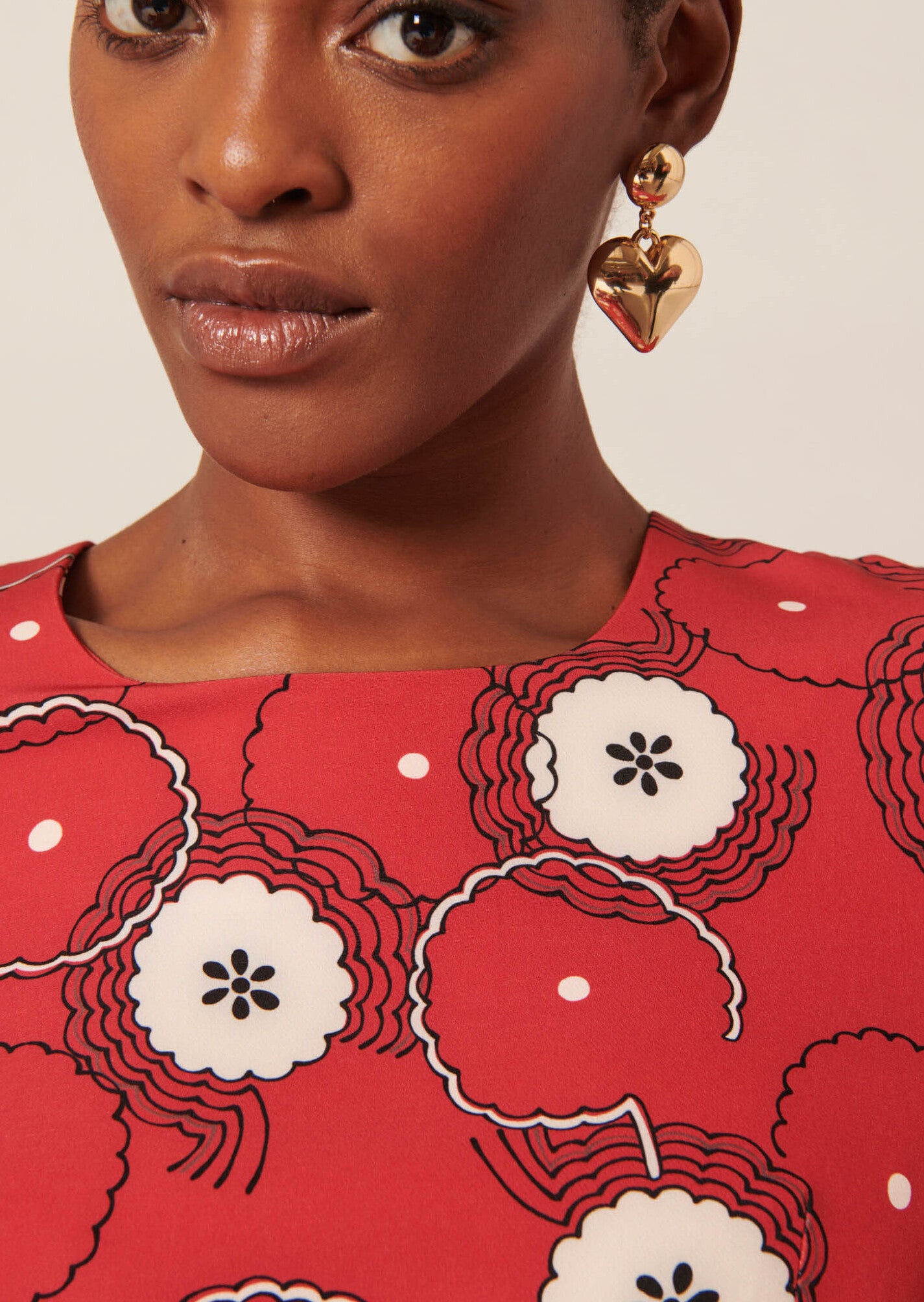 Robe Riotta rouge imprimé fleurs 70's Faume - seconde main