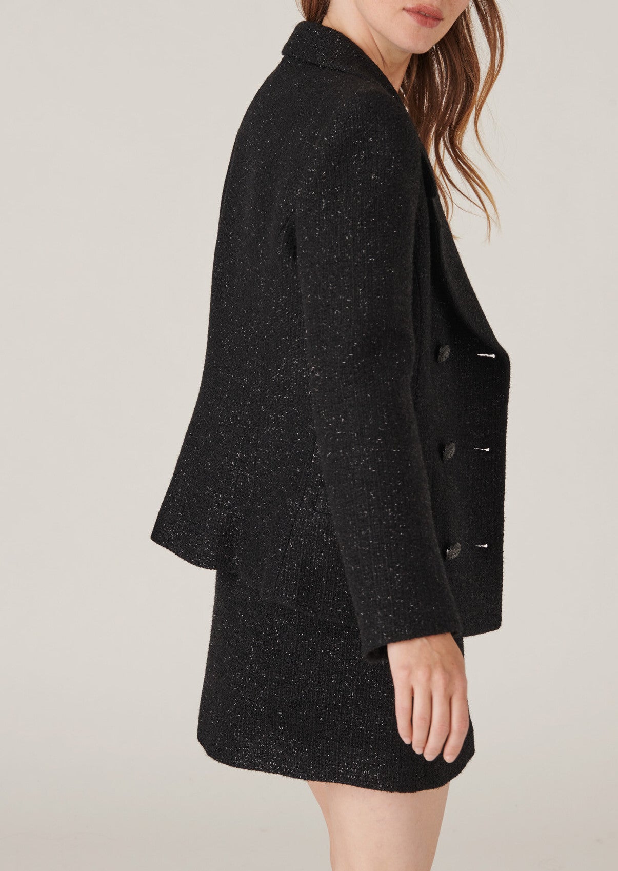 Veste Vivia en tweed lurex noire Faume - seconde main