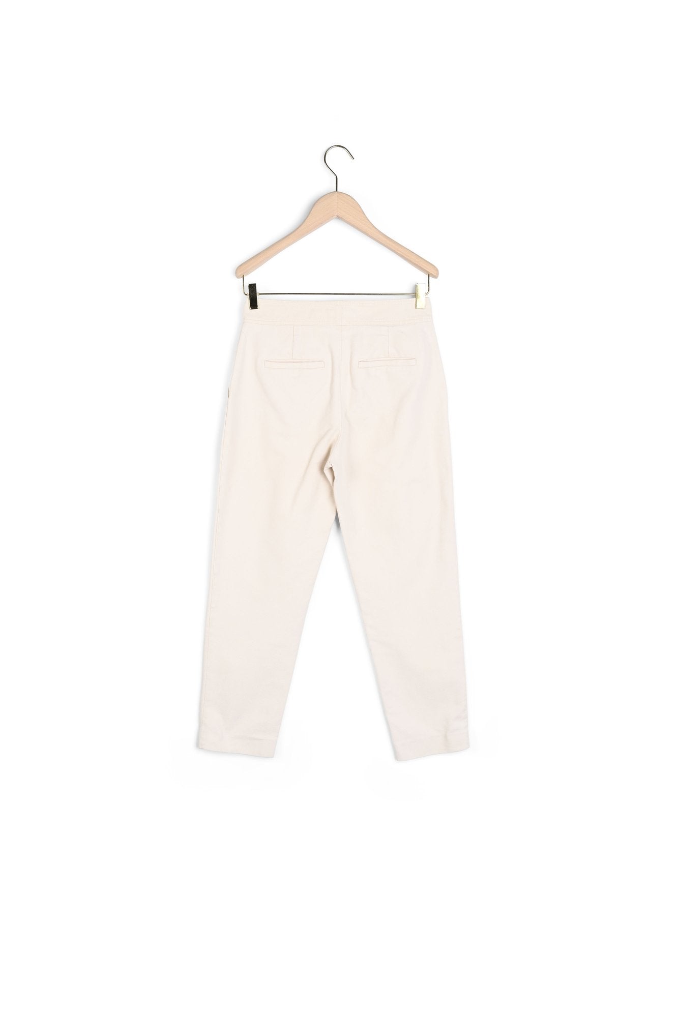 Pantalon droit beige en coton piqué Faume - seconde main