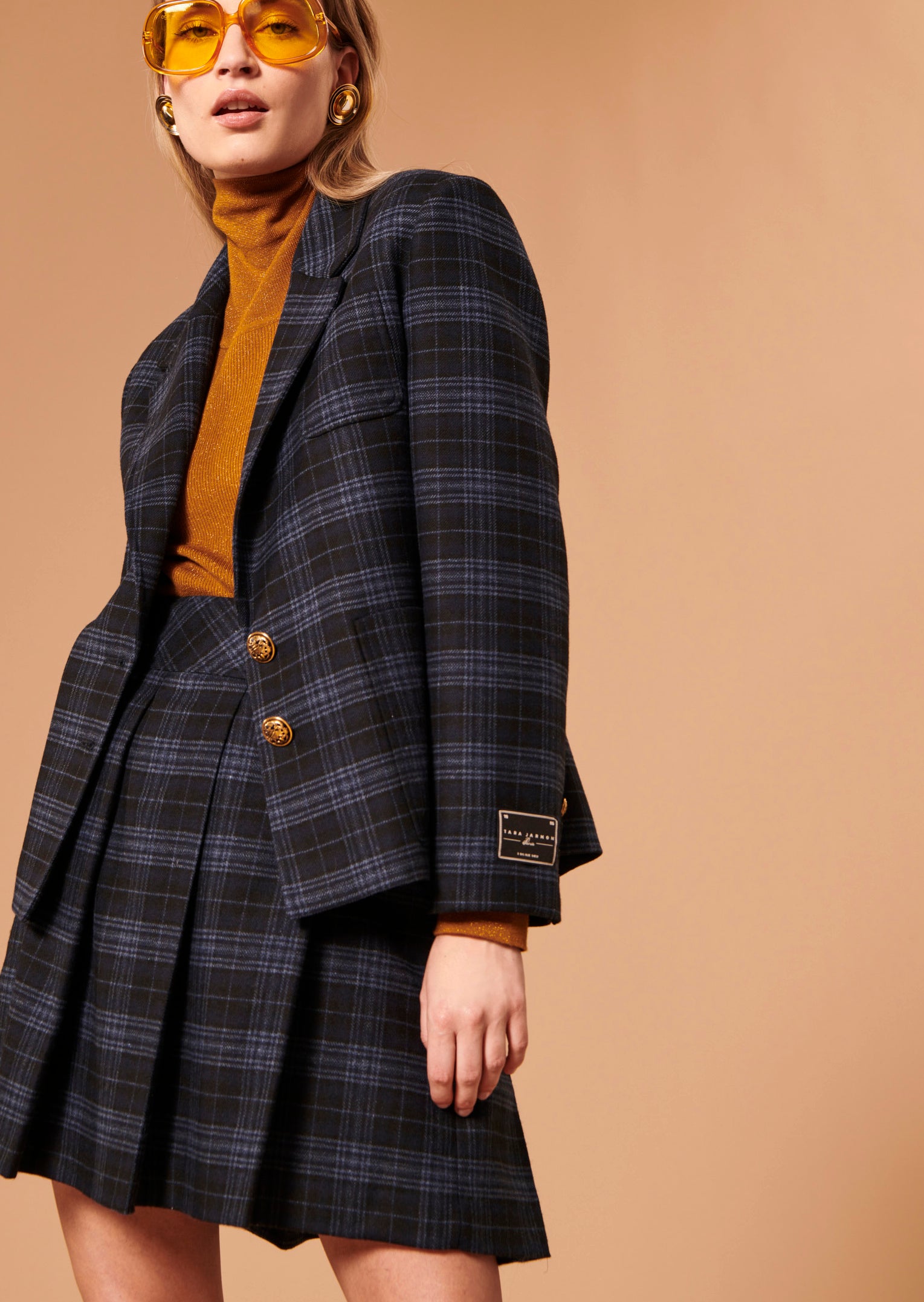 Veste Valy bleu nuit en tartan Faume - seconde main