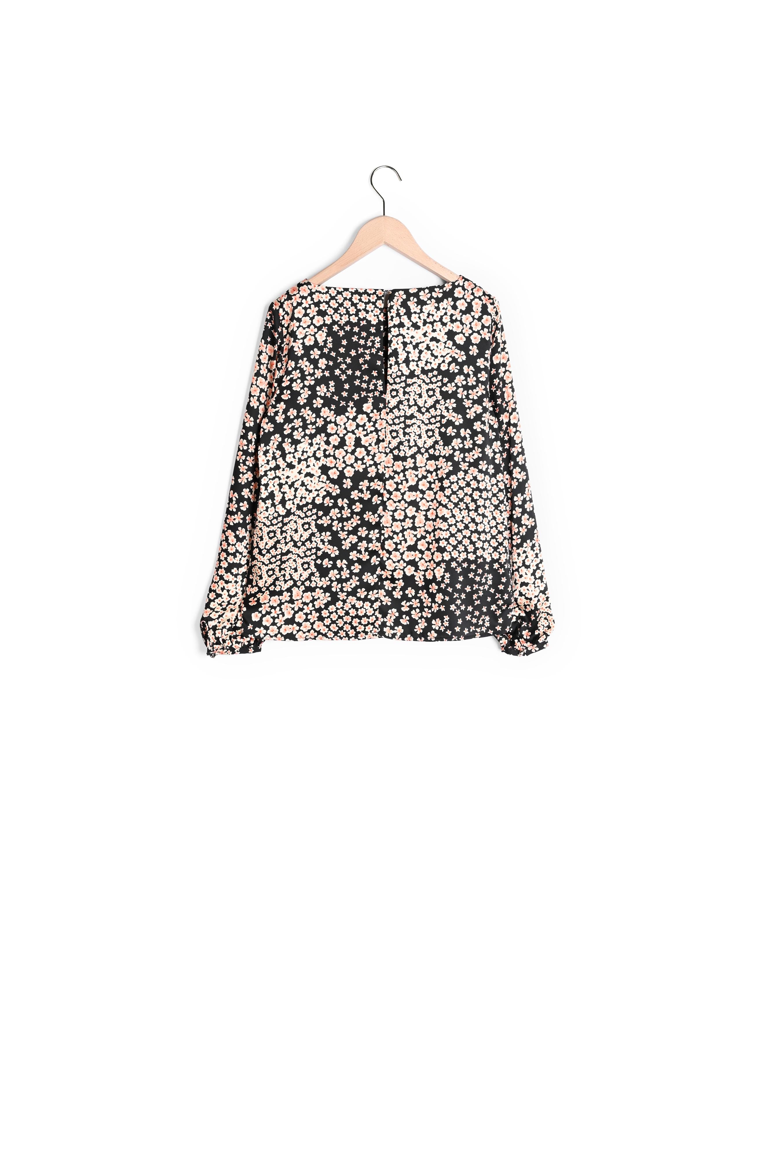 Top Tabecca noir imprimé petites fleurs Faume - seconde main