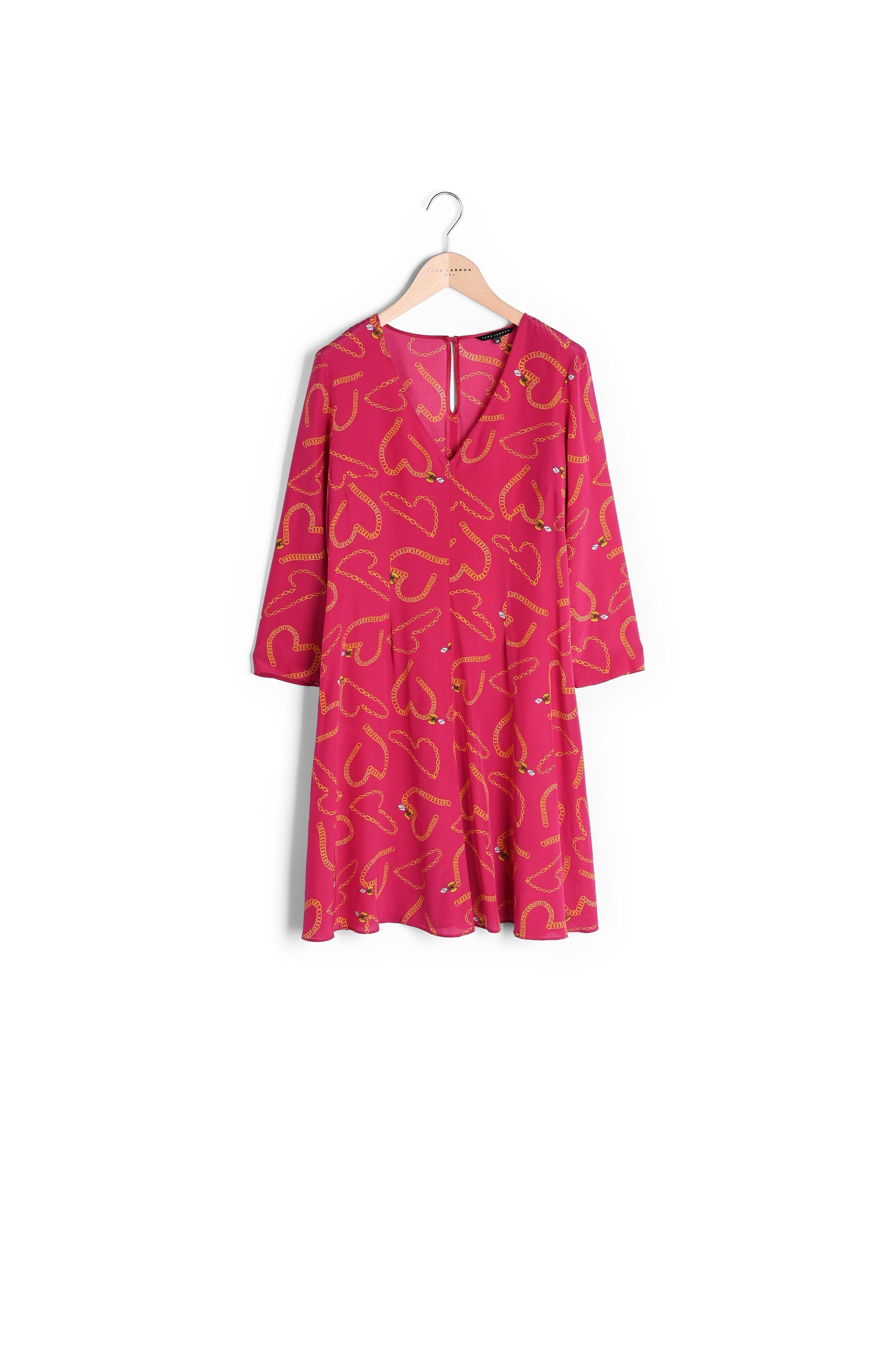 Robe Romanie en soie imprimé chaînes et coeurs Faume - seconde main