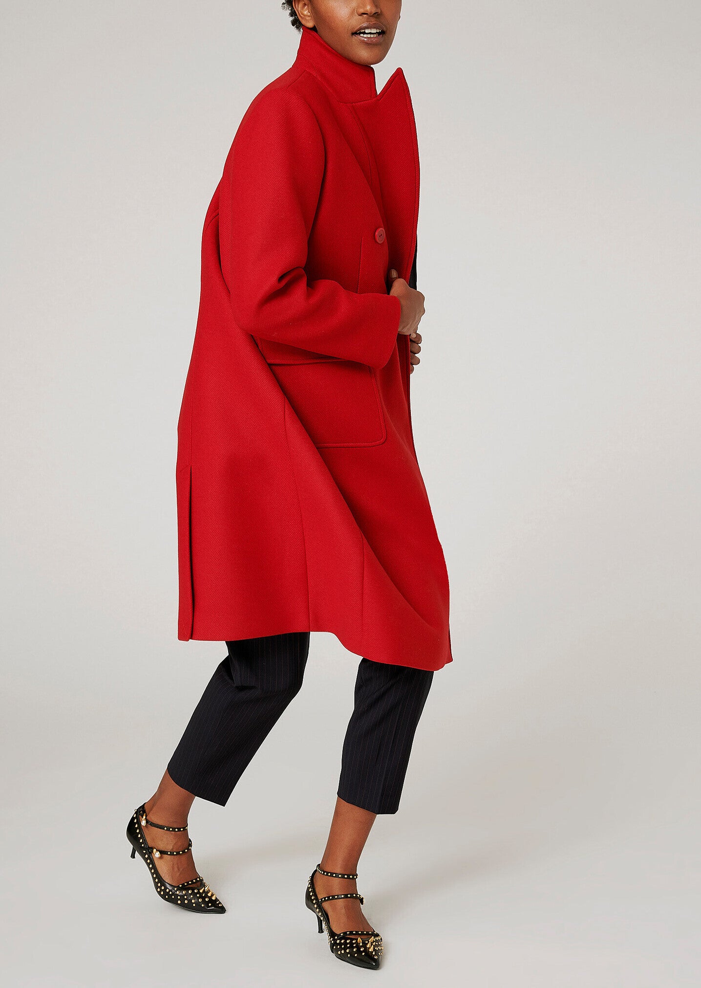 Manteau croisé Mary rouge en laine et cachemire Faume - seconde main