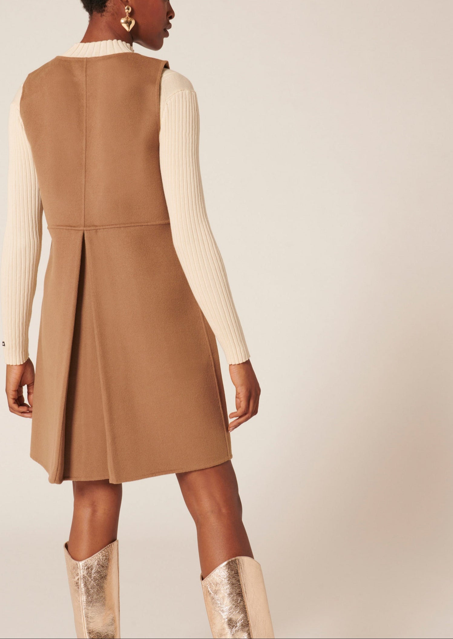 Robe Rutania camel en laine double face Faume - seconde main