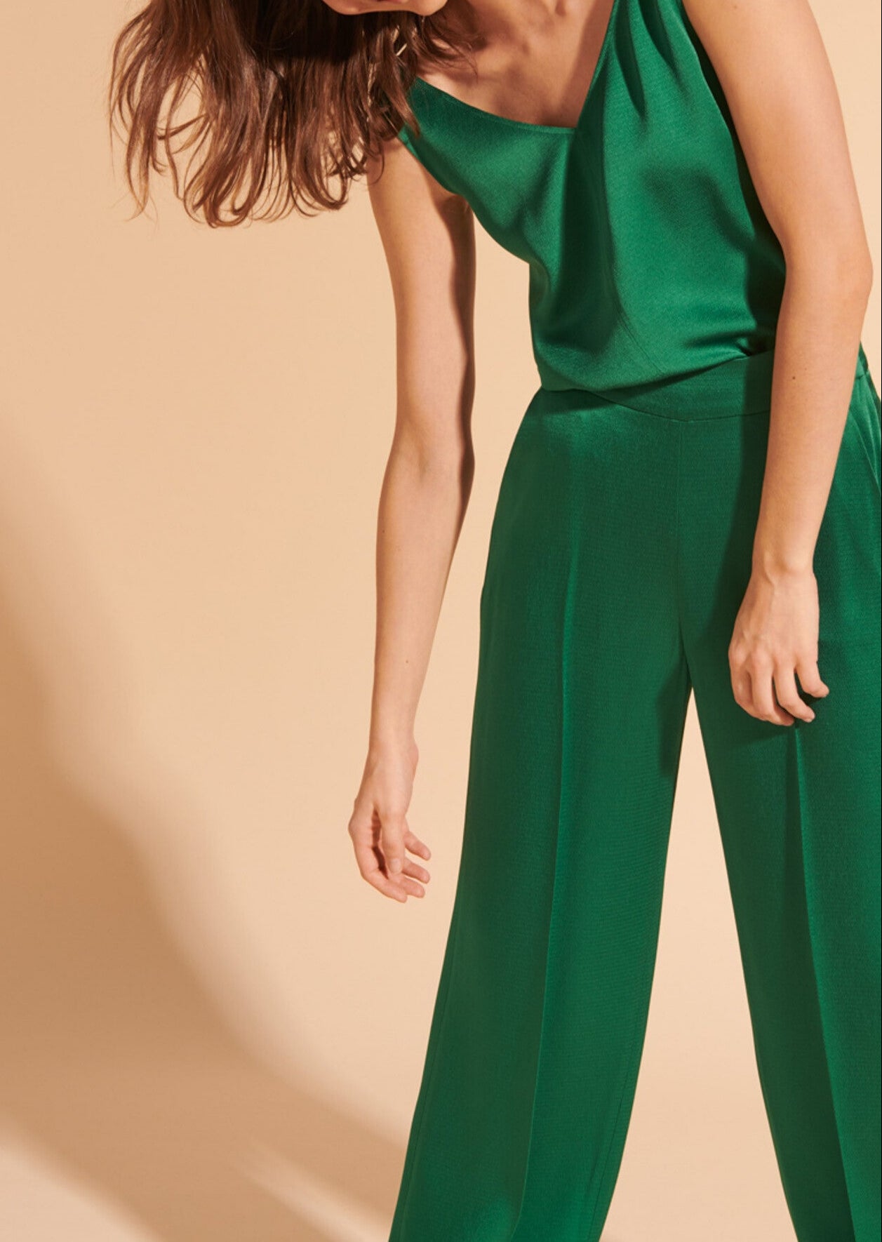 Pantalon Poem vert en crêpe martelé Faume - seconde main