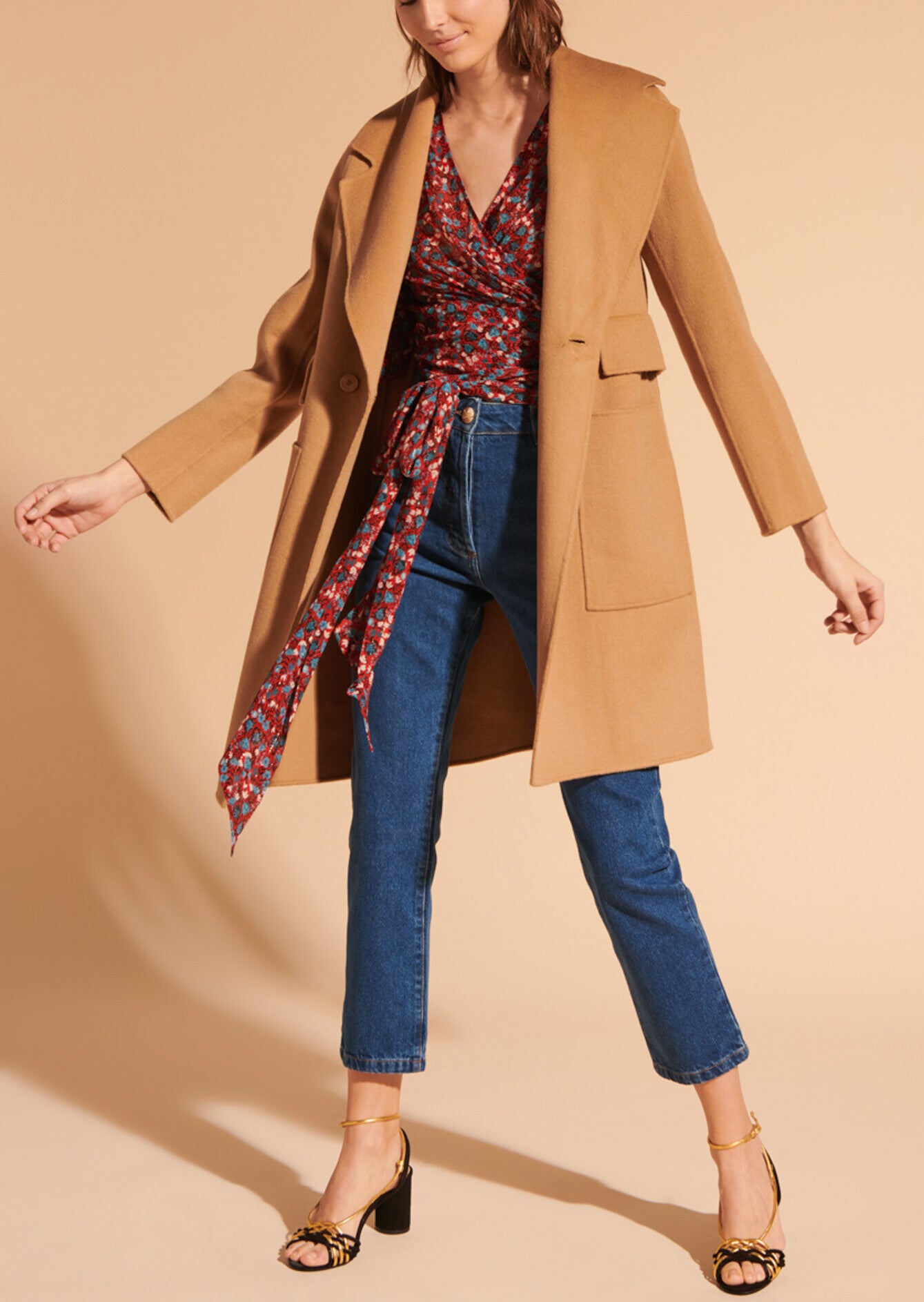 Manteau Masha double face camel en laine Faume - seconde main