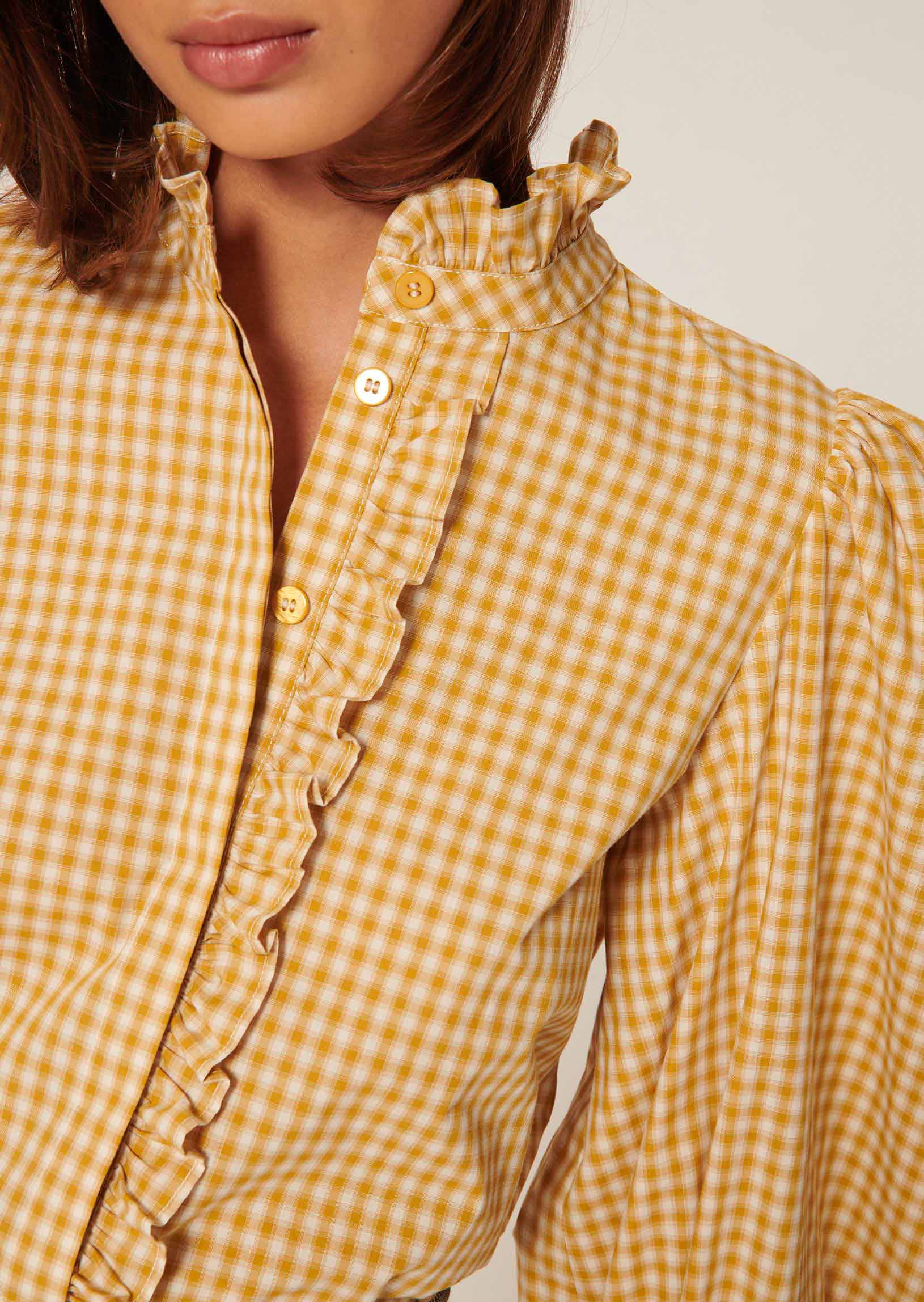 Chemise Christine jaune à carreaux en coton Faume - seconde main