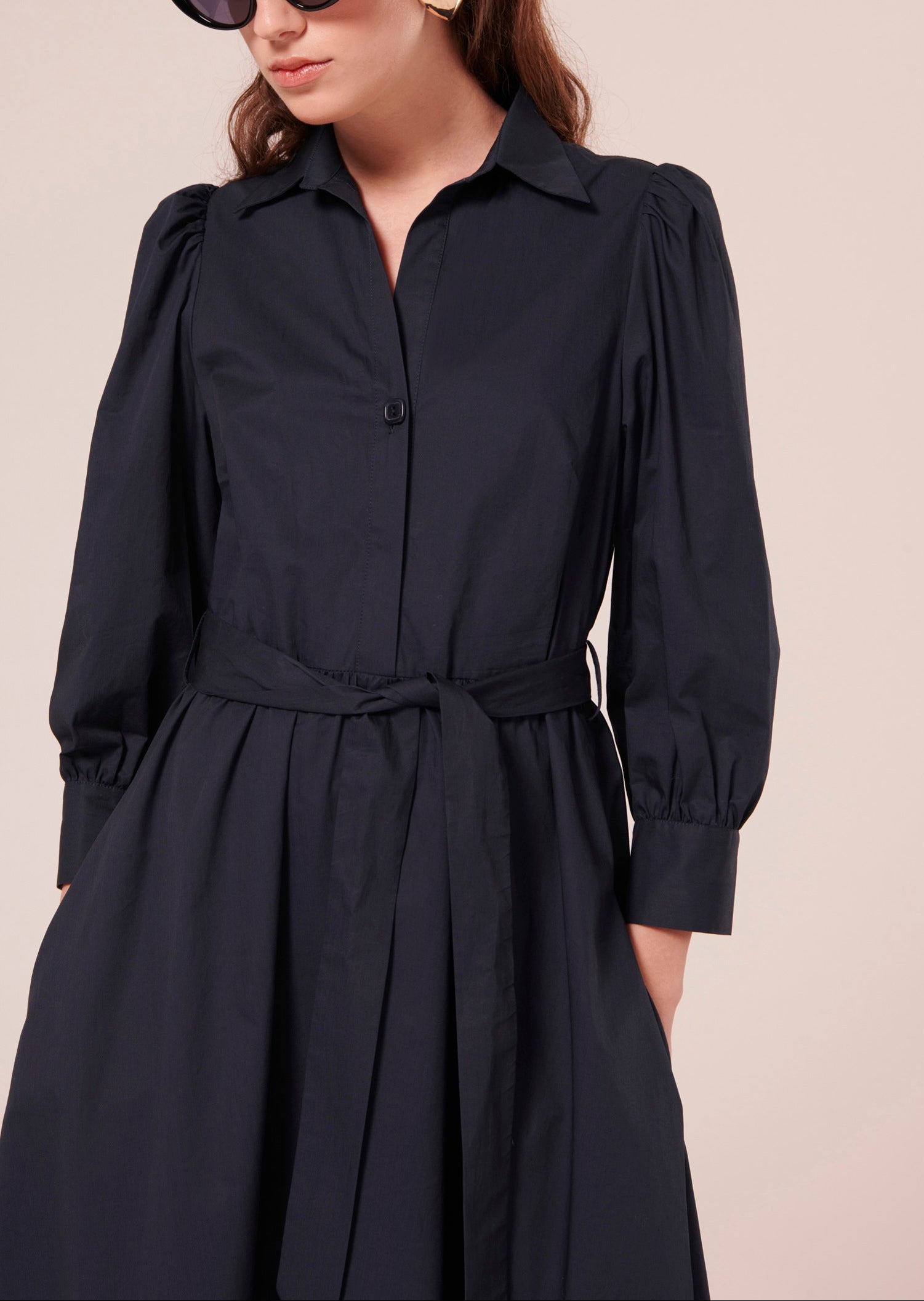 Robe Rivoltine bleu nuit en popeline Faume - seconde main
