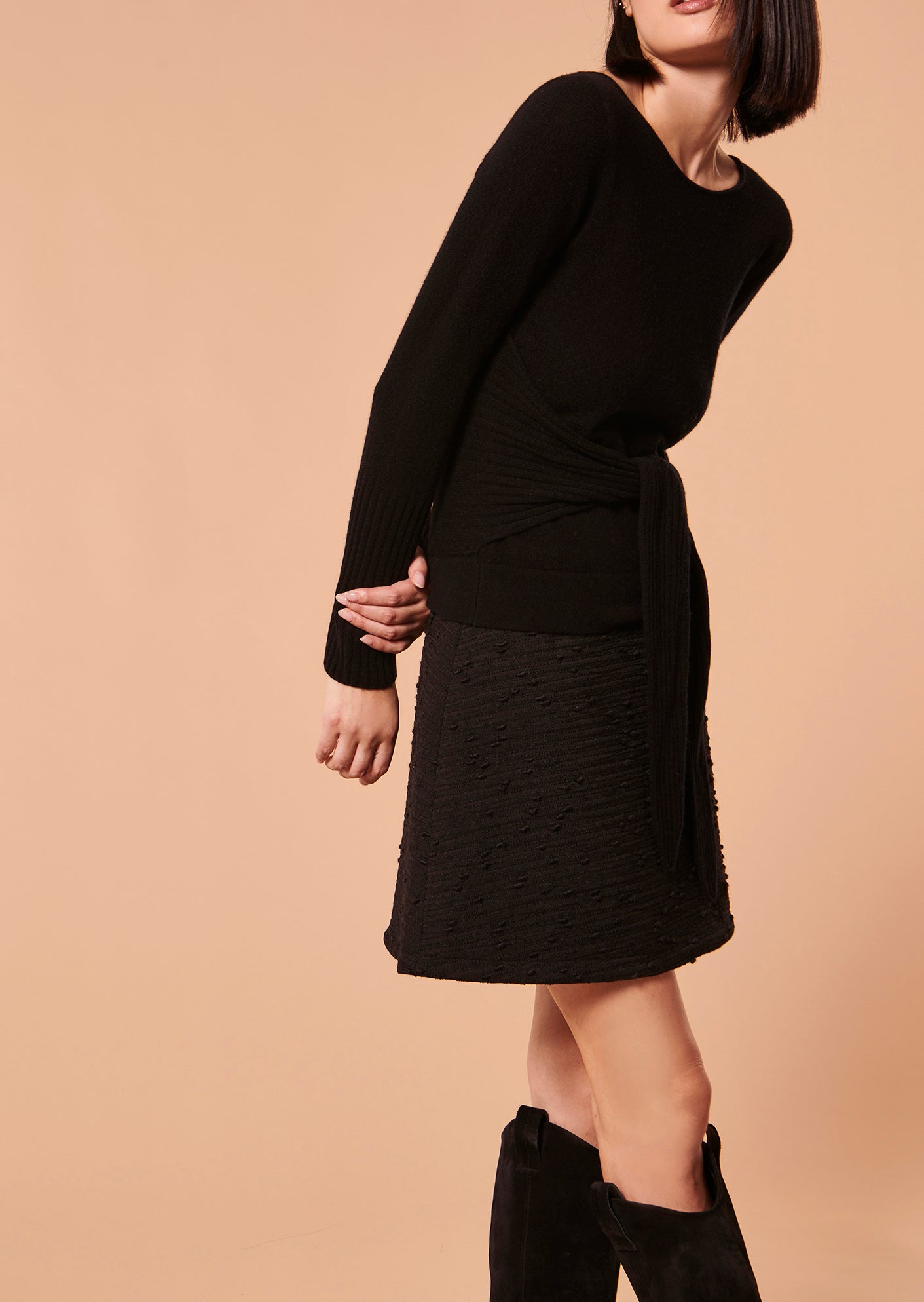 Pull Polydore noir en laine mérinos Faume - seconde main