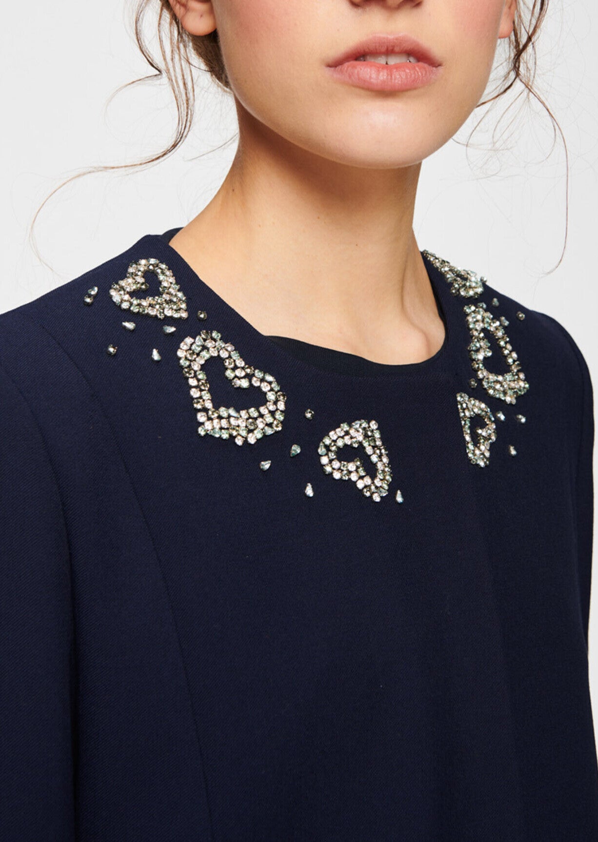 Manteau bijou bleu nuit en toile gabardine Faume - seconde main