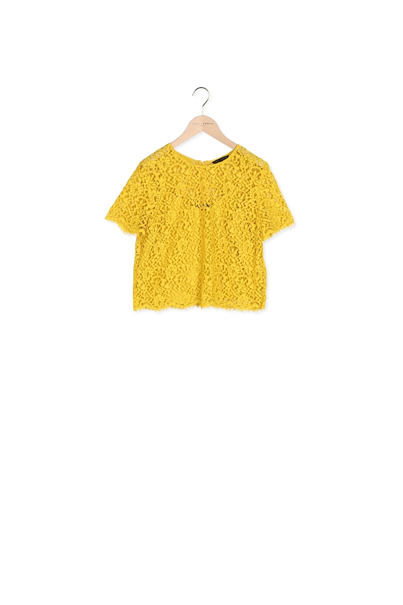 Top en dentelle safran Faume - seconde main