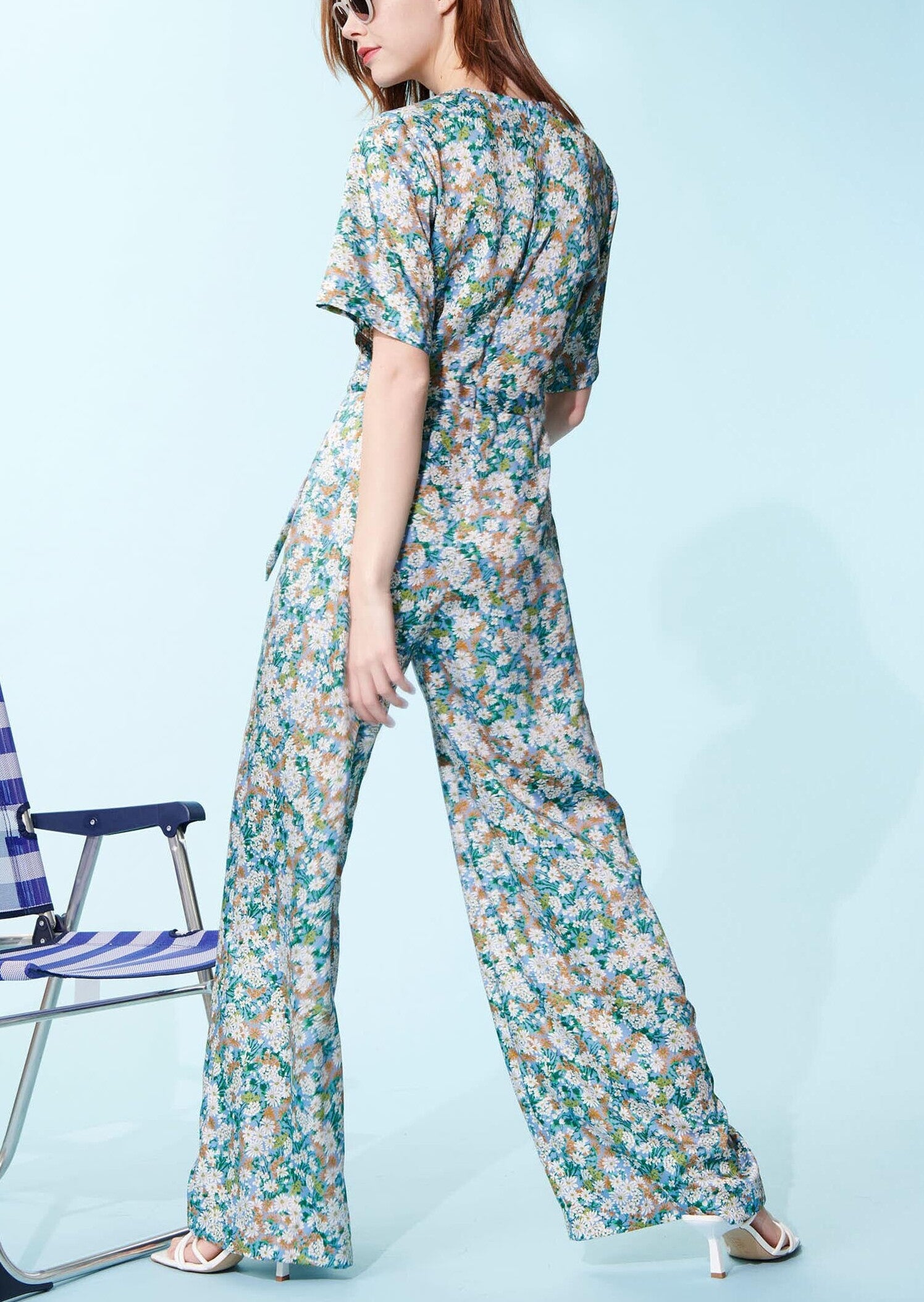 Combinaison Cali bleu tendre imprimé paquerettes Faume - seconde main