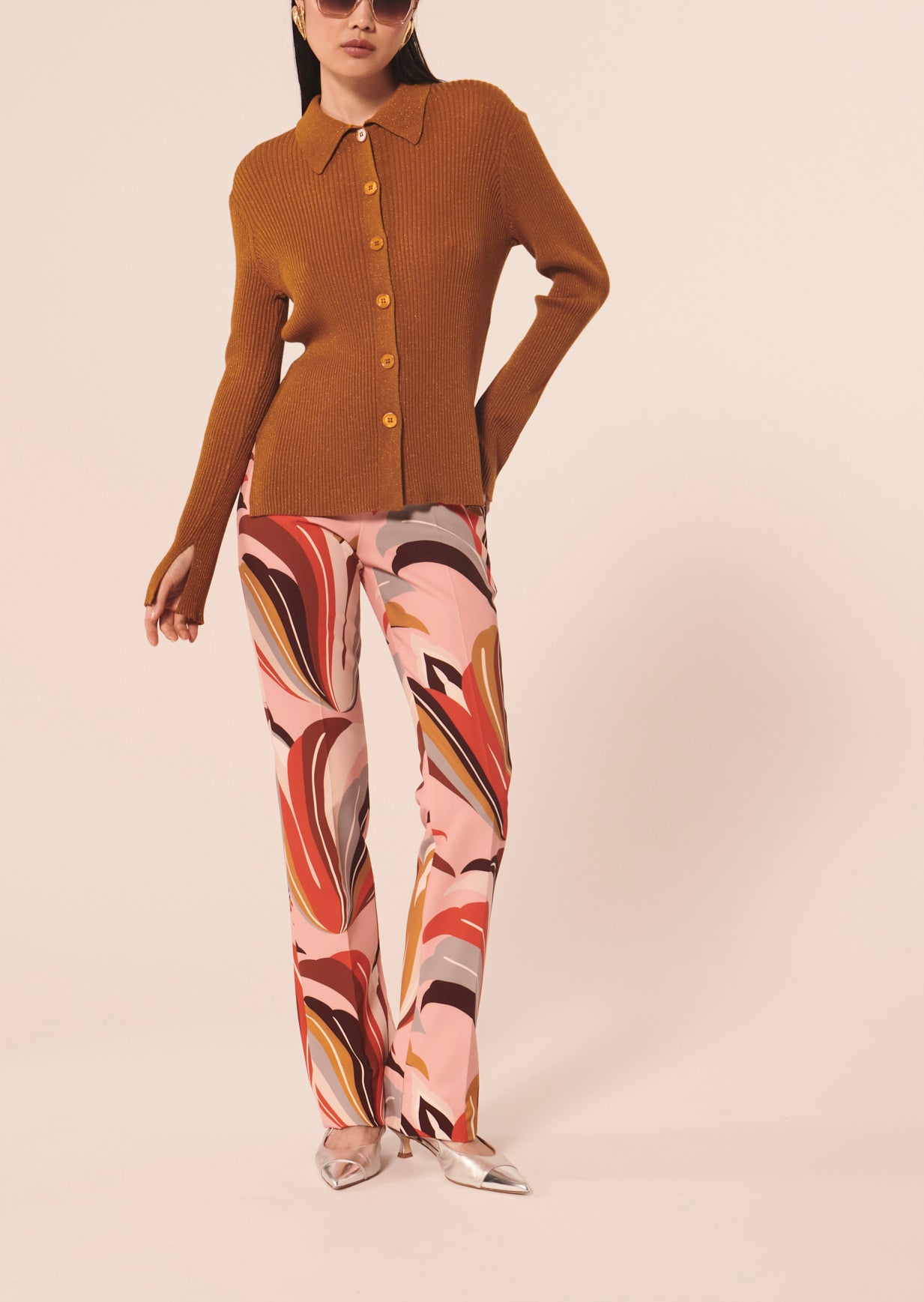 Cardigan Glossie marron en laine et lurex Faume - seconde main