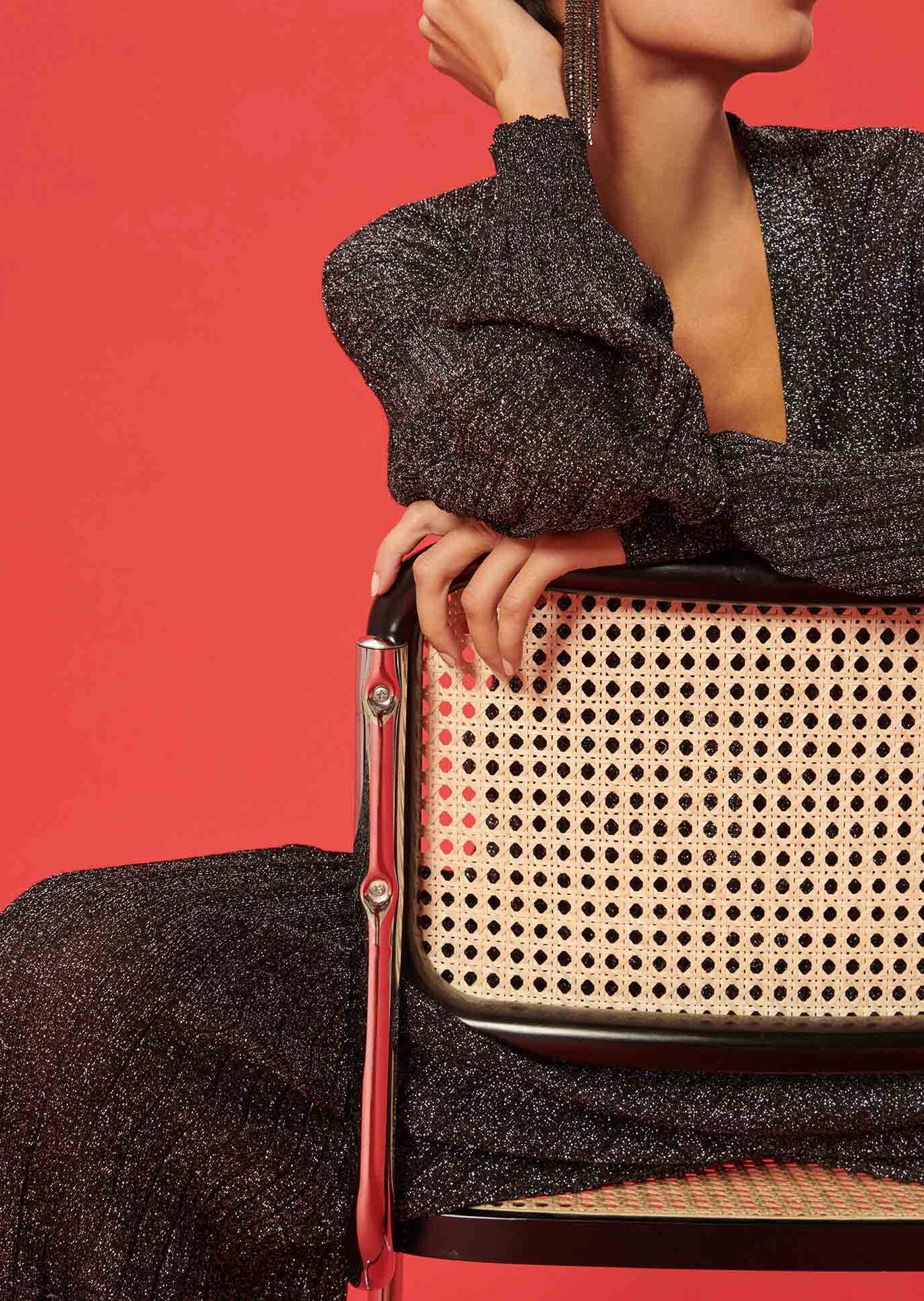 Gilet Galatee noir en maille fine lurex Faume - seconde main