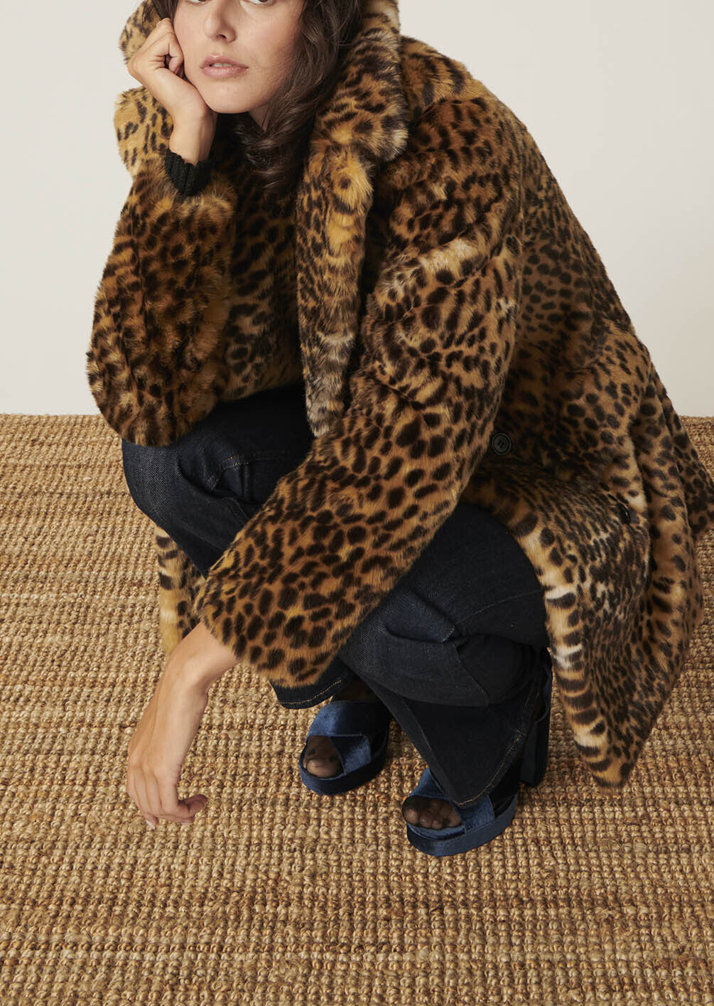 Manteau Melie marron en fausse fourrure léopard Faume - seconde main
