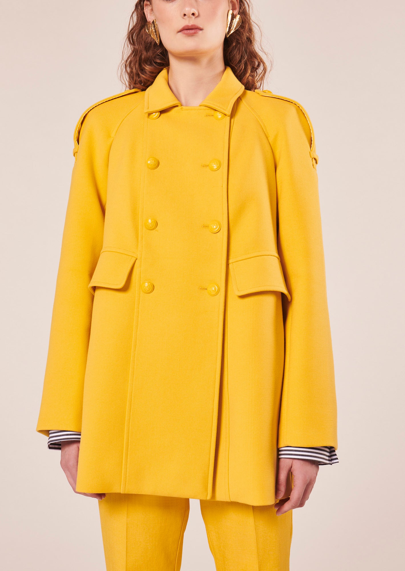 Manteau Marnie jaune en double coton Faume - seconde main