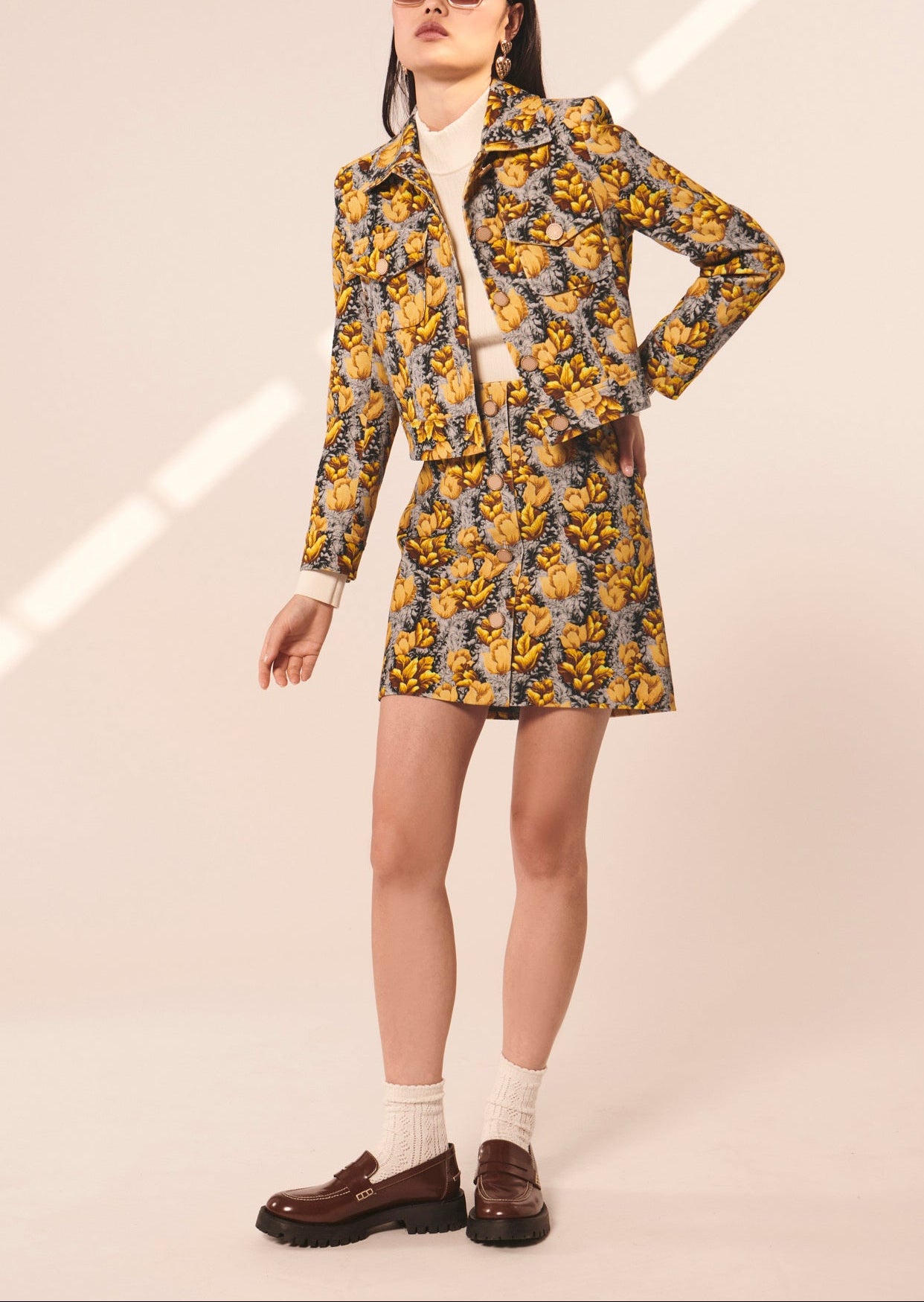 Jupe Javana grise imprimé floral Faume - seconde main