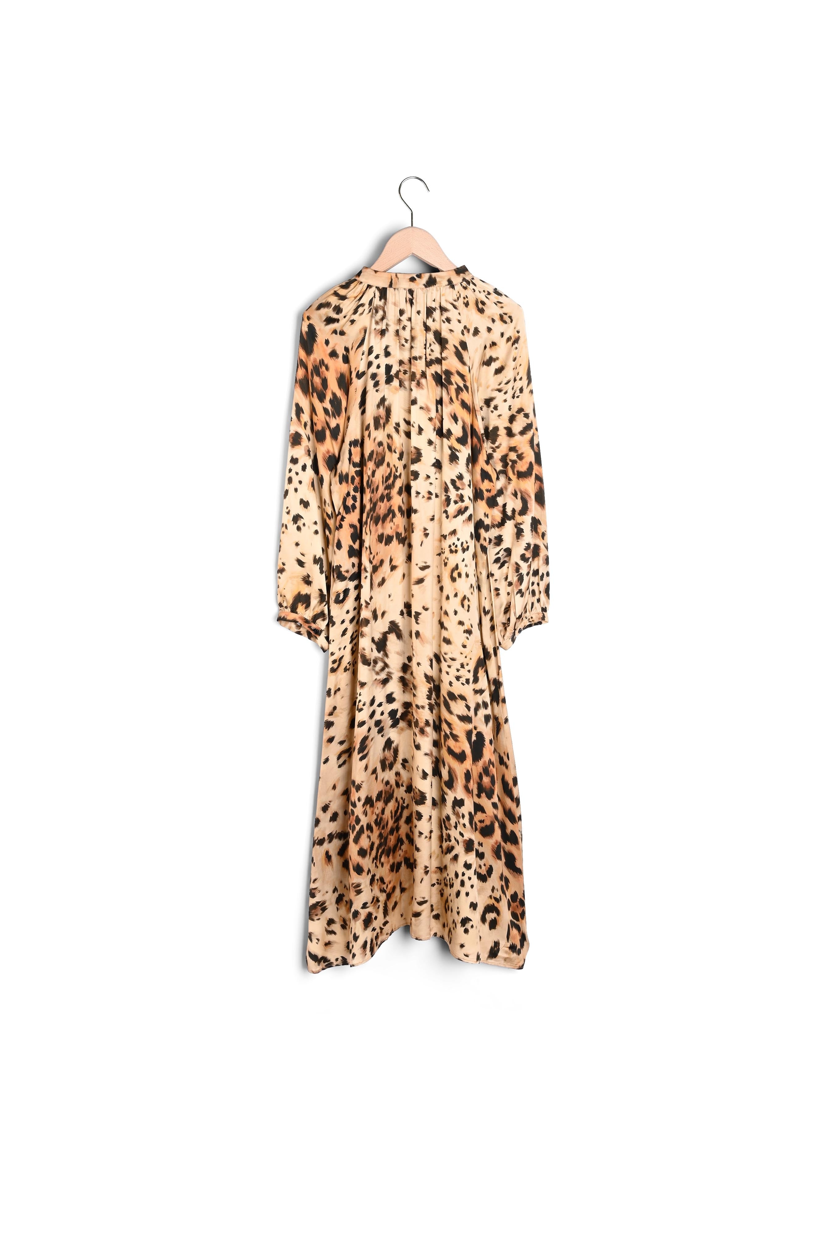 Robe midi Rauri imprimé léopard sur satin viscose Faume - seconde main